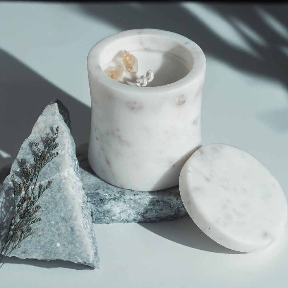 White Marble Candle | Refillable | Modern Decor
