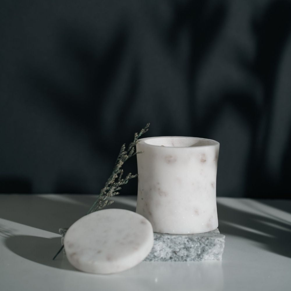 White Marble Candle | Refillable | Modern Decor