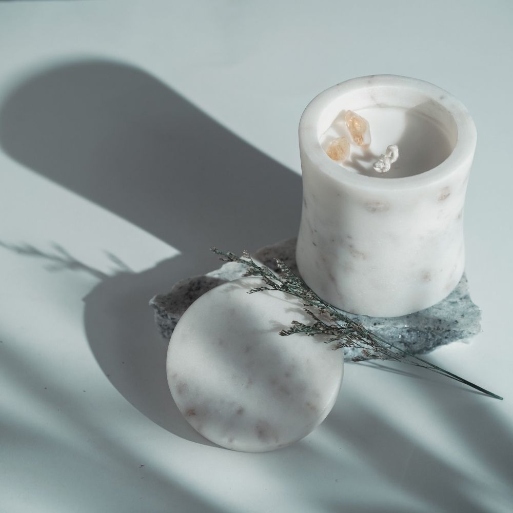 White Marble Candle | Refillable | Modern Decor