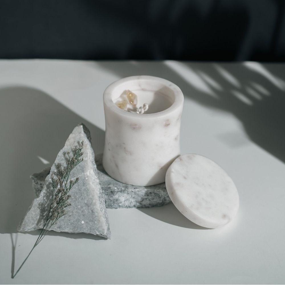 White Marble Candle | Refillable | Modern Decor