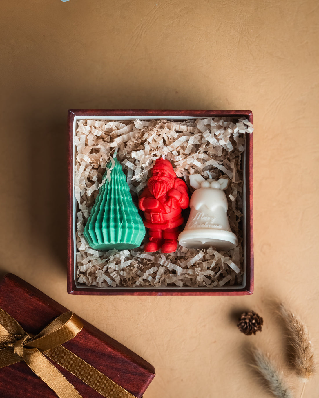 Christmas Candle | Set Of 3 | Santa Candle | Bell Candle | Christmas Tree Candle | Scented Soy Wax Candle | Handmade Candle
