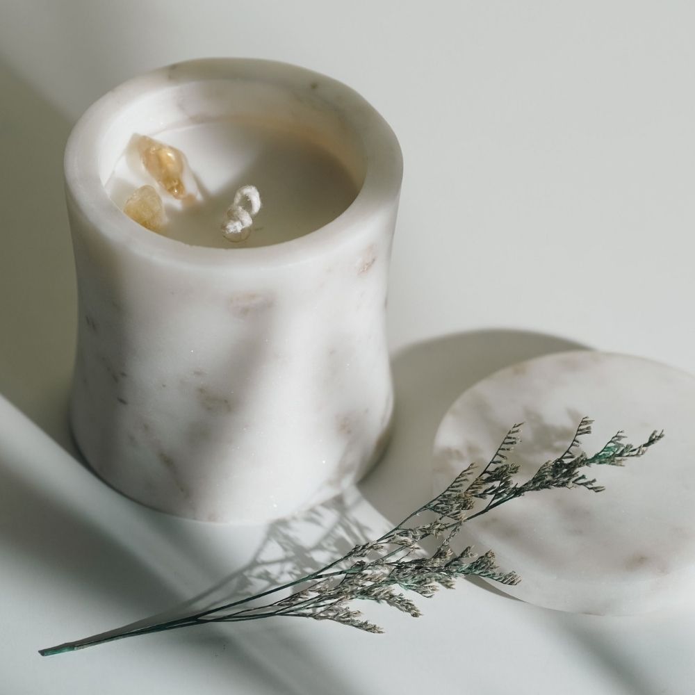 White Marble Candle | Refillable | Modern Decor