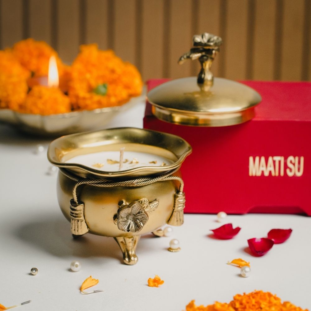 Tejaswi | Brass Container | Scented Soy Wax Candle