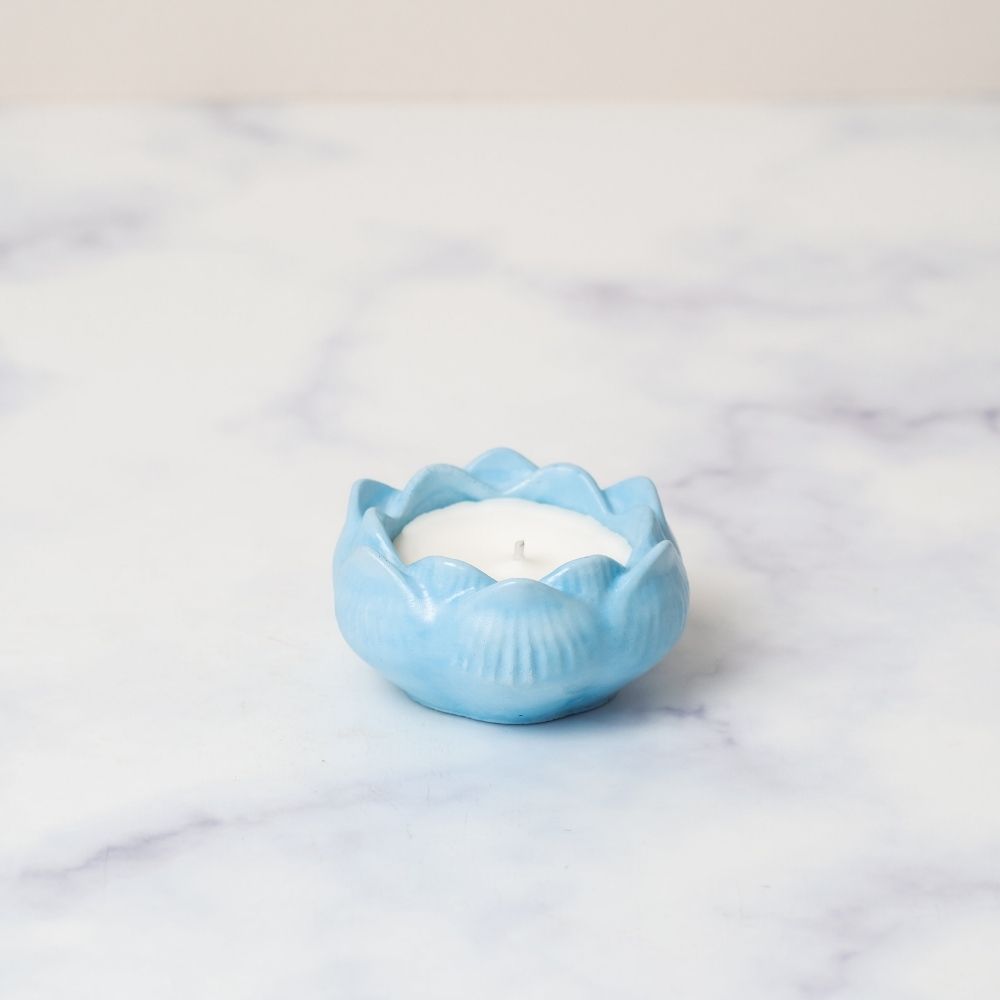 Concrete Candle | Lotus Design | Scented Soy Wax Candle