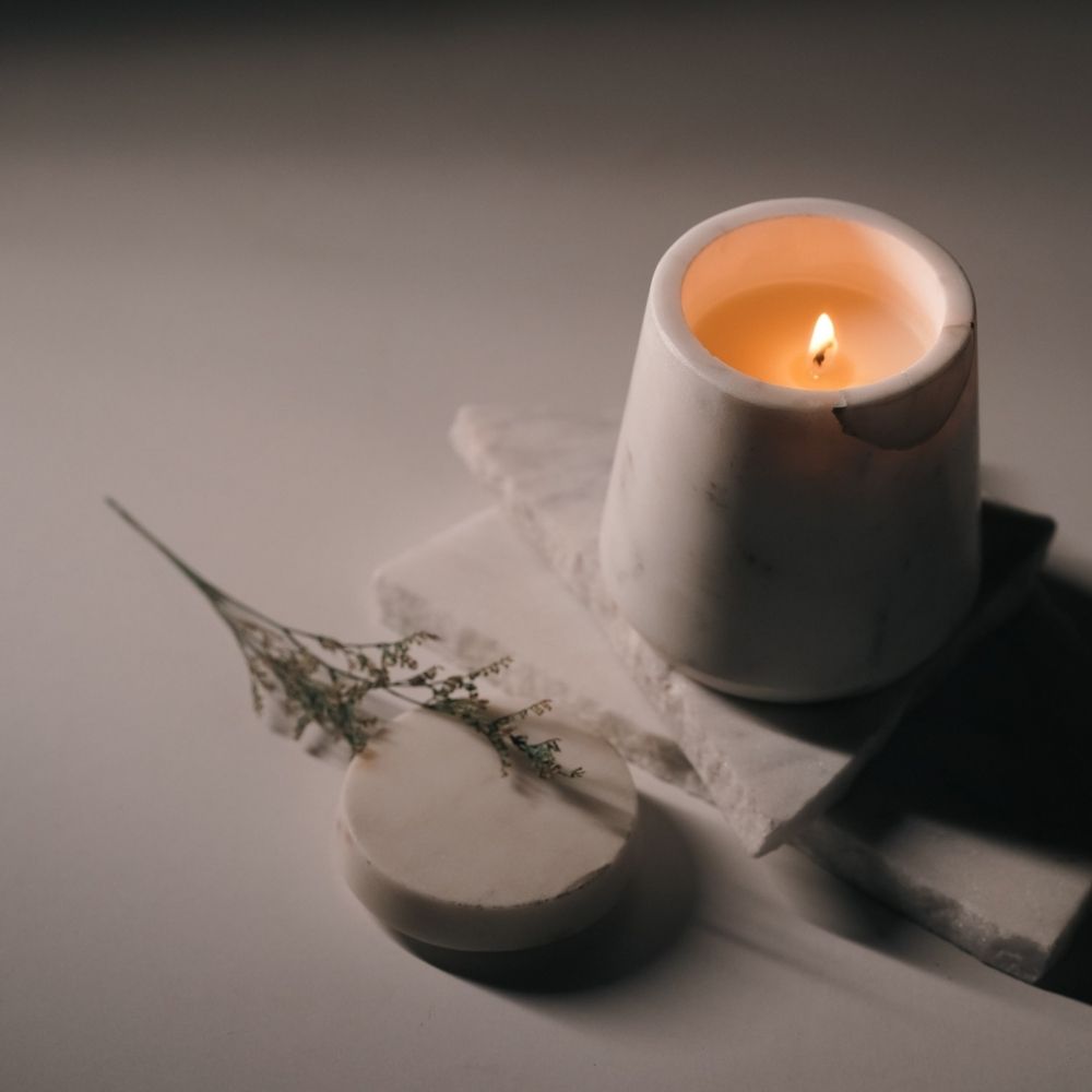 White Marble Candle | Refillable | Modern Minimalist Decor
