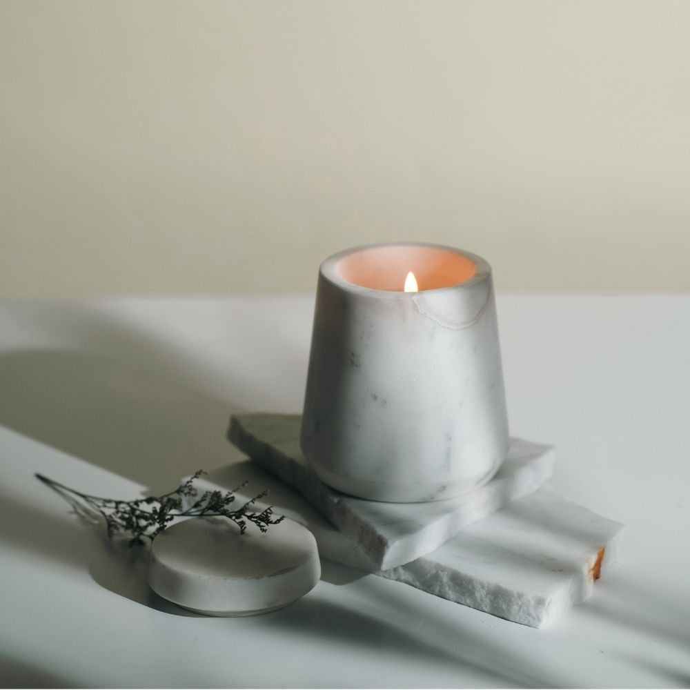 White Marble Candle | Refillable | Modern Minimalist Decor