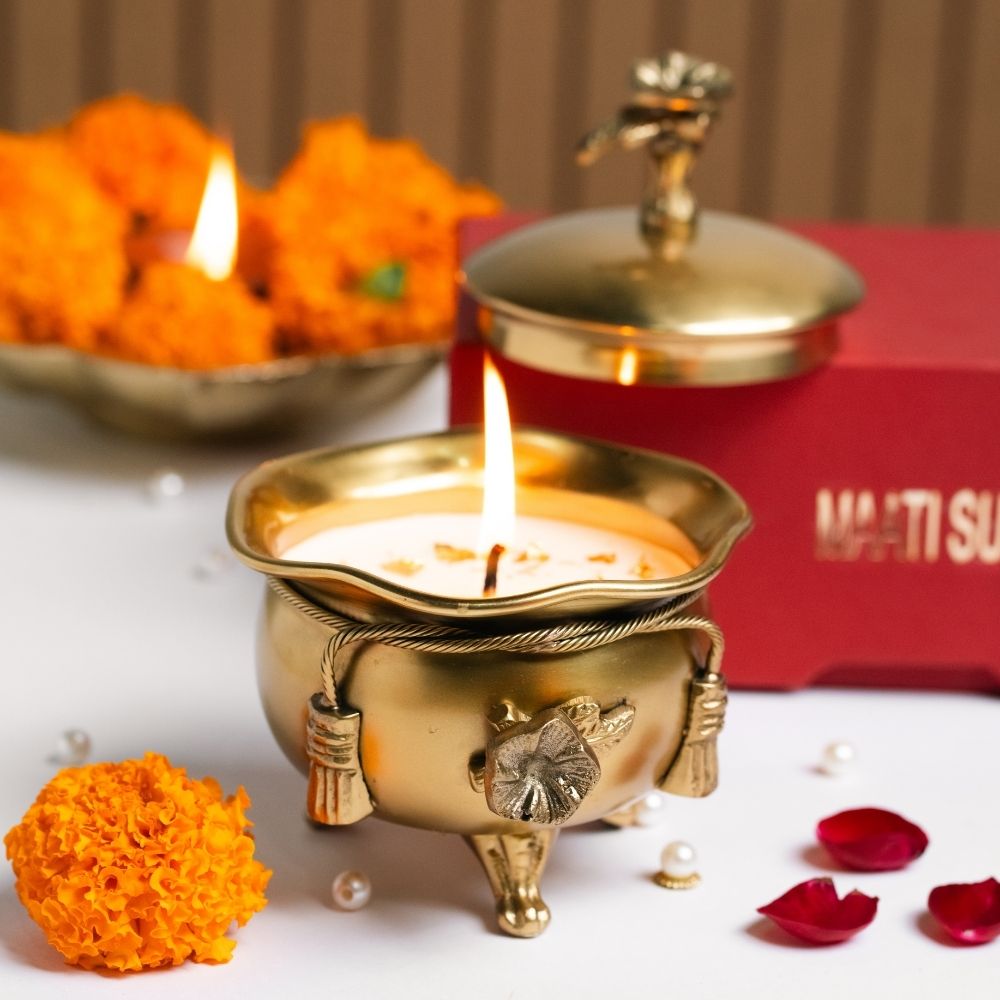 Tejaswi | Brass Container | Scented Soy Wax Candle