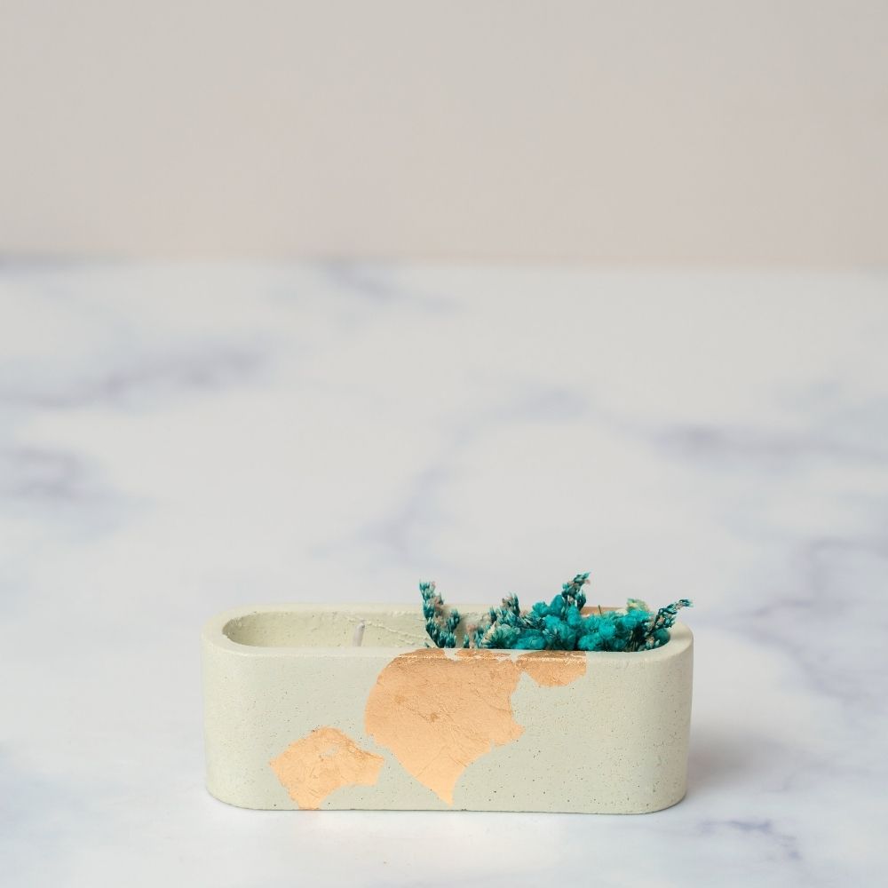 Concrete Candle | Green | Natural Flower Soy Wax Candle