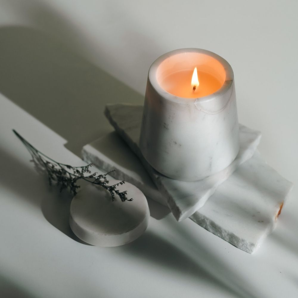 White Marble Candle | Refillable | Modern Minimalist Decor