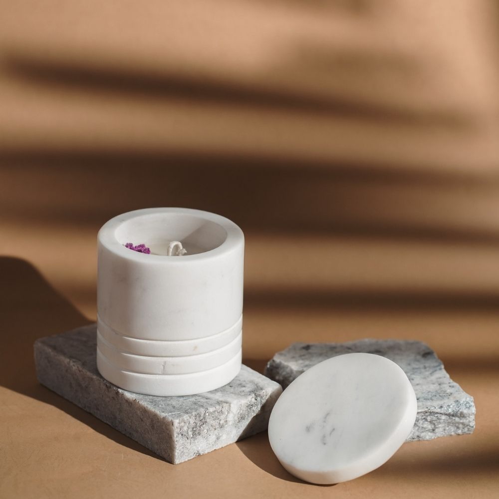 White Marble Candle | Modern Minimalist Decor