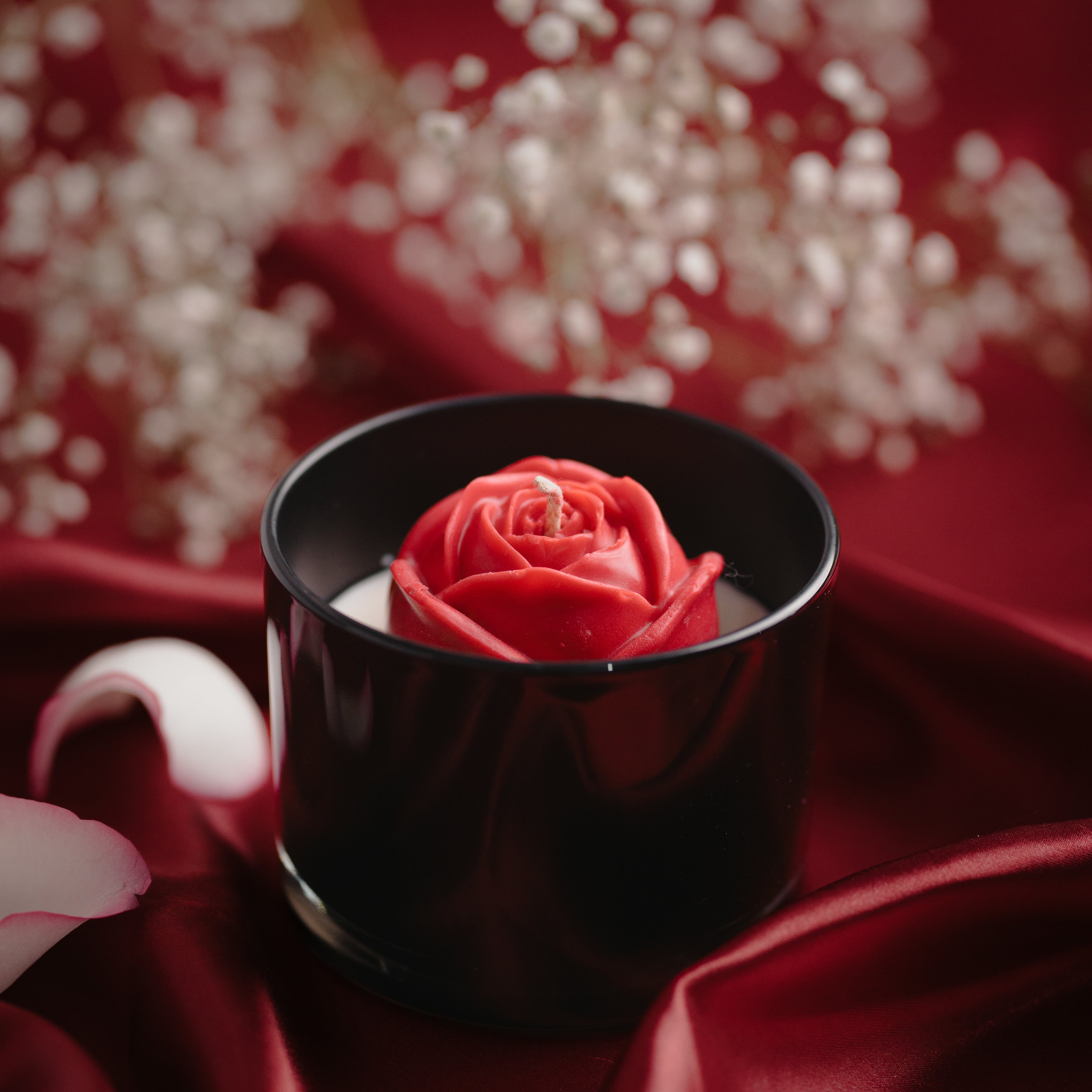 Valentine's Candle | Rose Flower Glass Container Candle