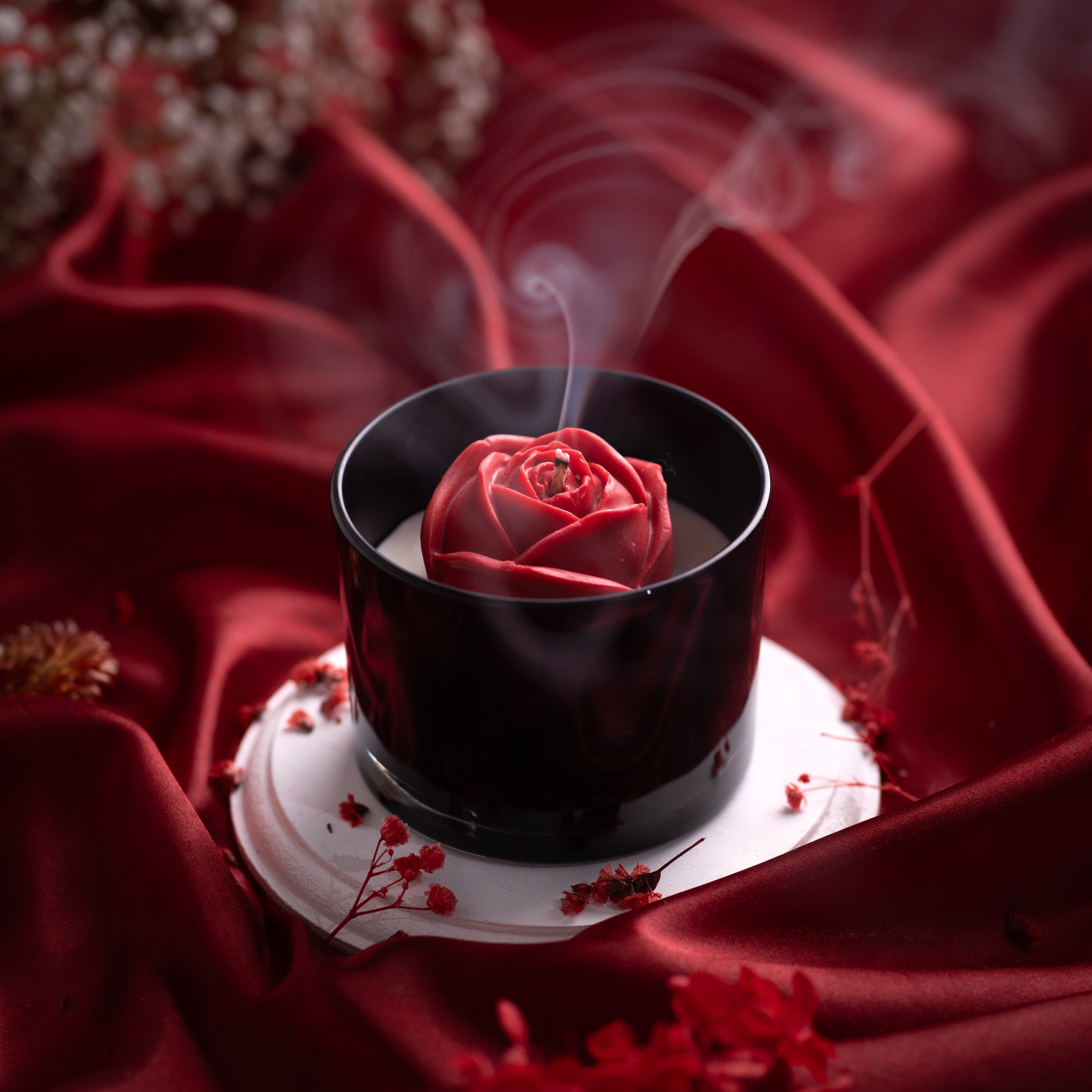 Valentine's Candle | Rose Flower Glass Container Candle