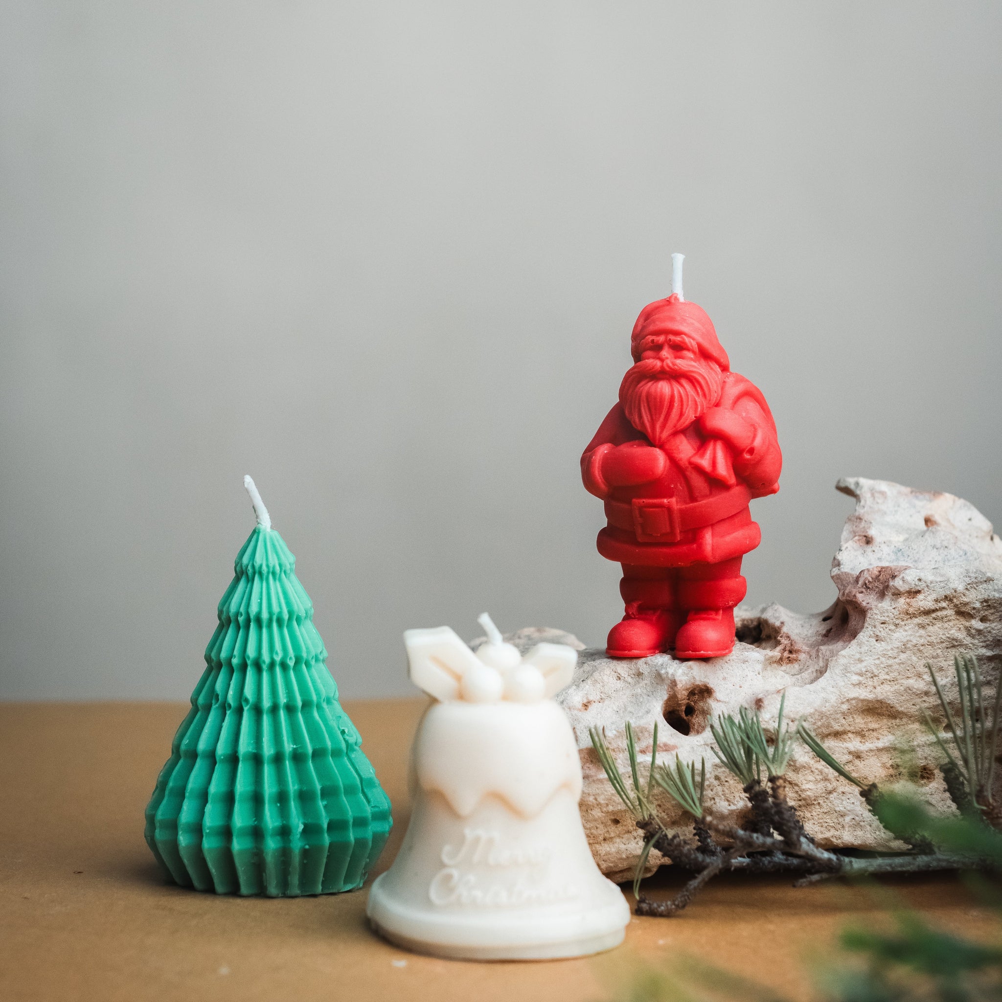 Christmas Candle | Set Of 3 | Santa Candle | Bell Candle | Christmas Tree Candle | Scented Soy Wax Candle | Handmade Candle