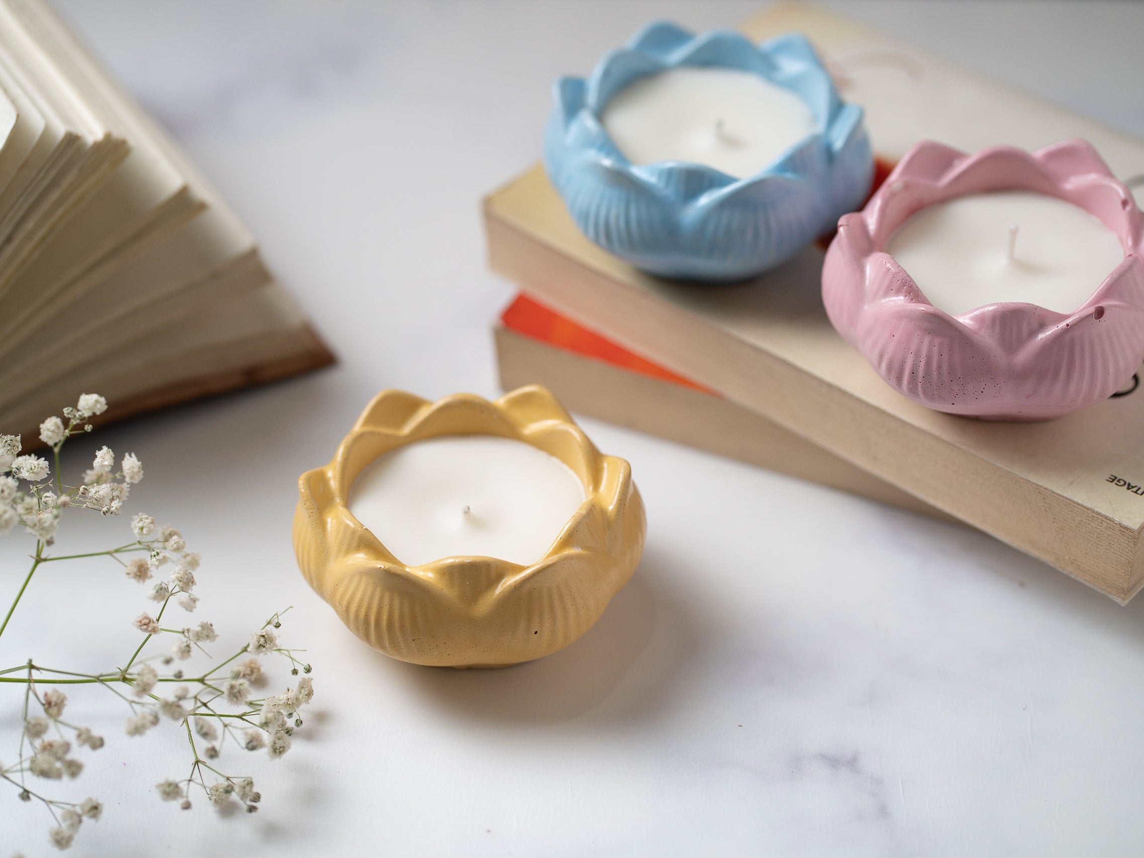 Lotus Concrete Container | Scented Soy Wax Candle