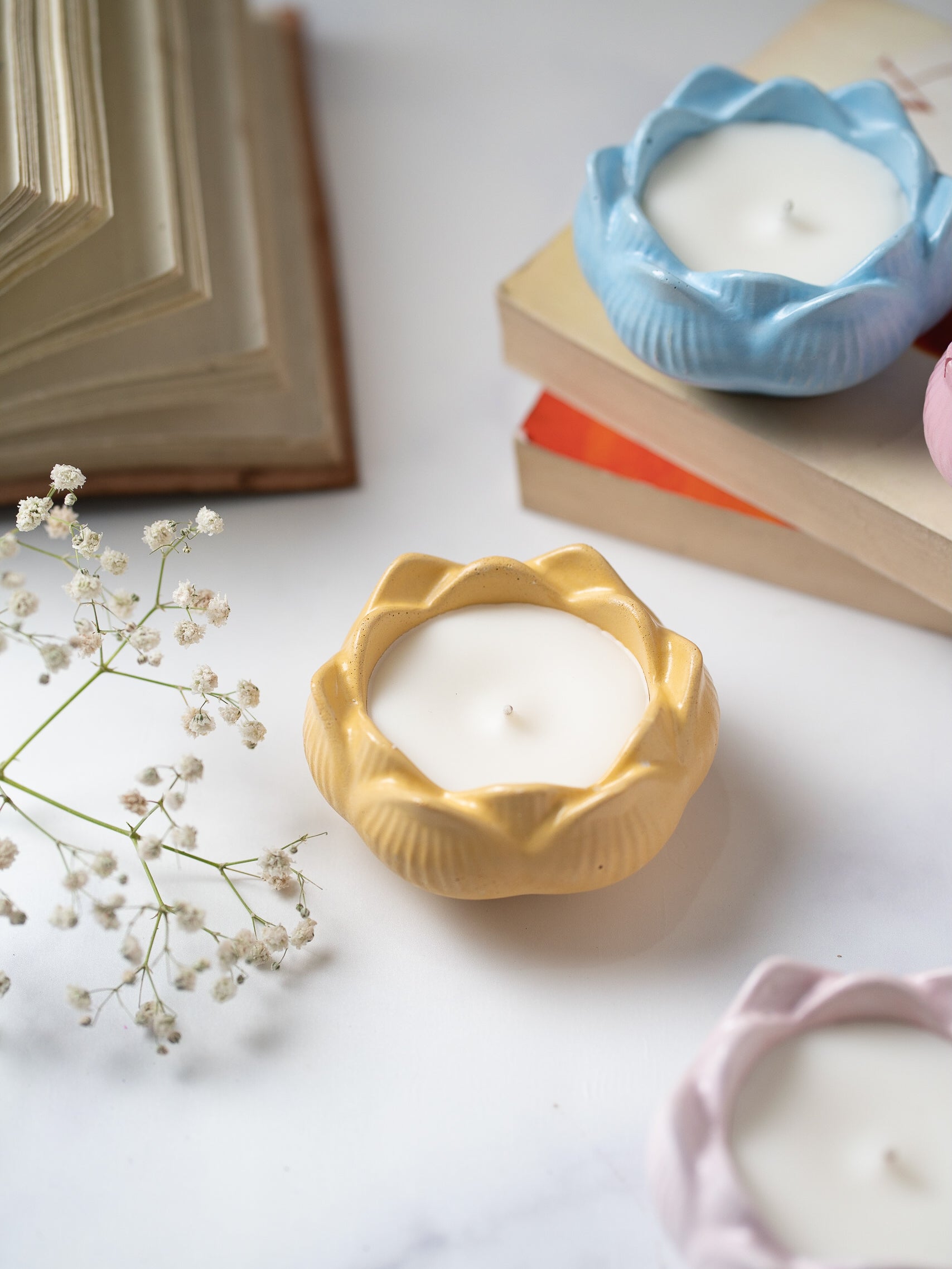Lotus Concrete Container | Scented Soy Wax Candle