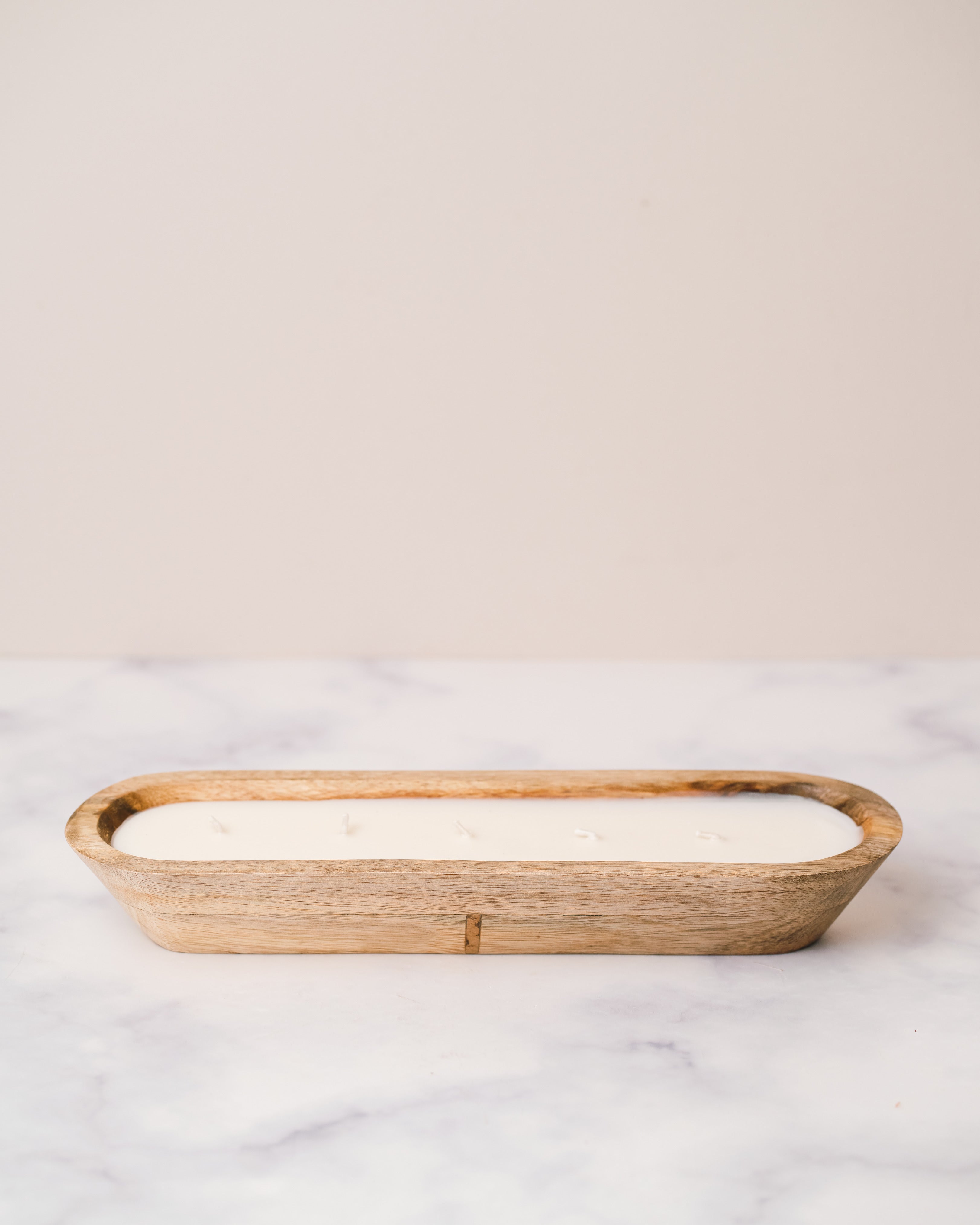 Wooden Boat 12" Container | Scented Soy Wax Candle | With Natural Flowers