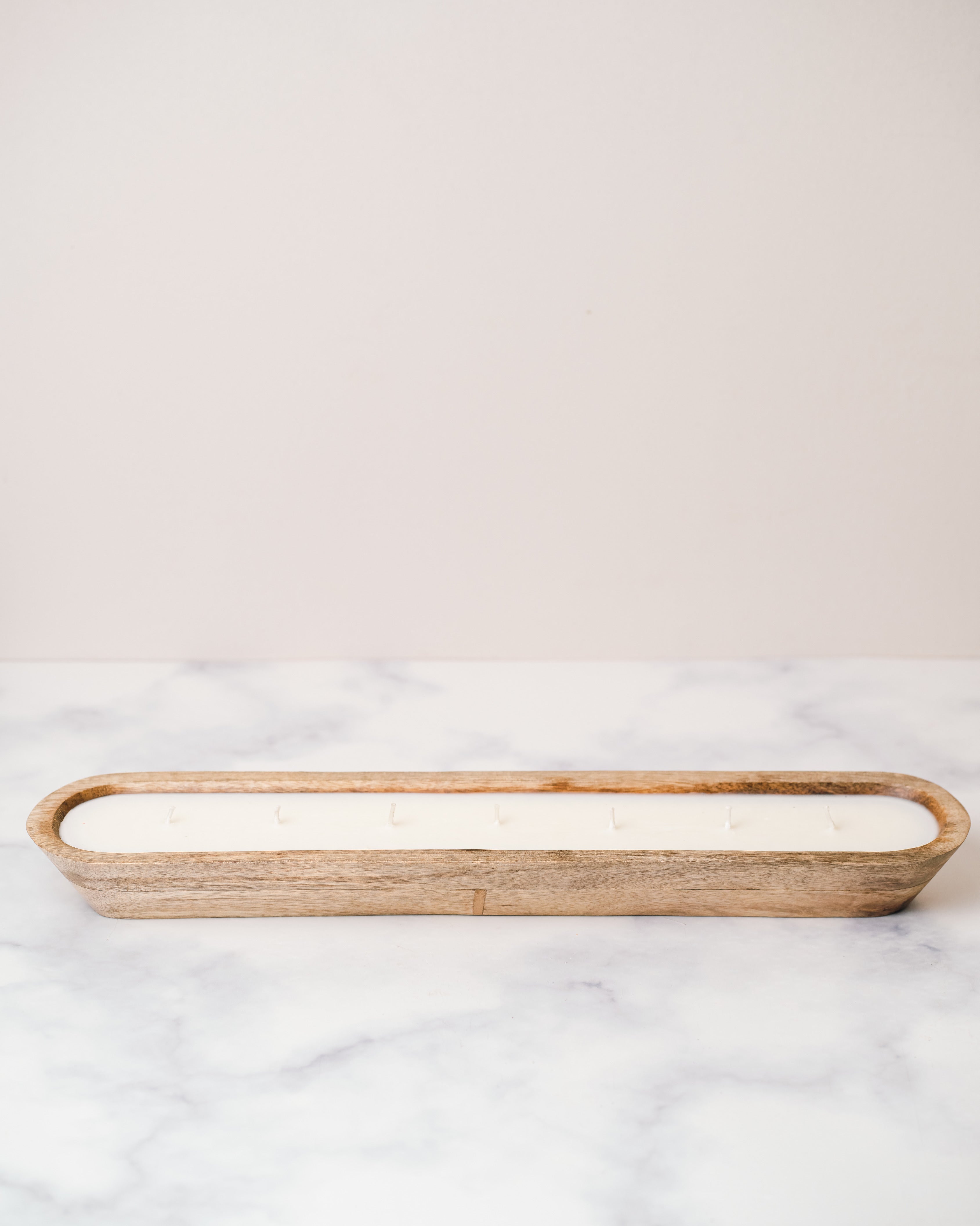 Wooden Boat 18" Container | Scented Soy Wax Candle | With Natural Flowers and Pearls