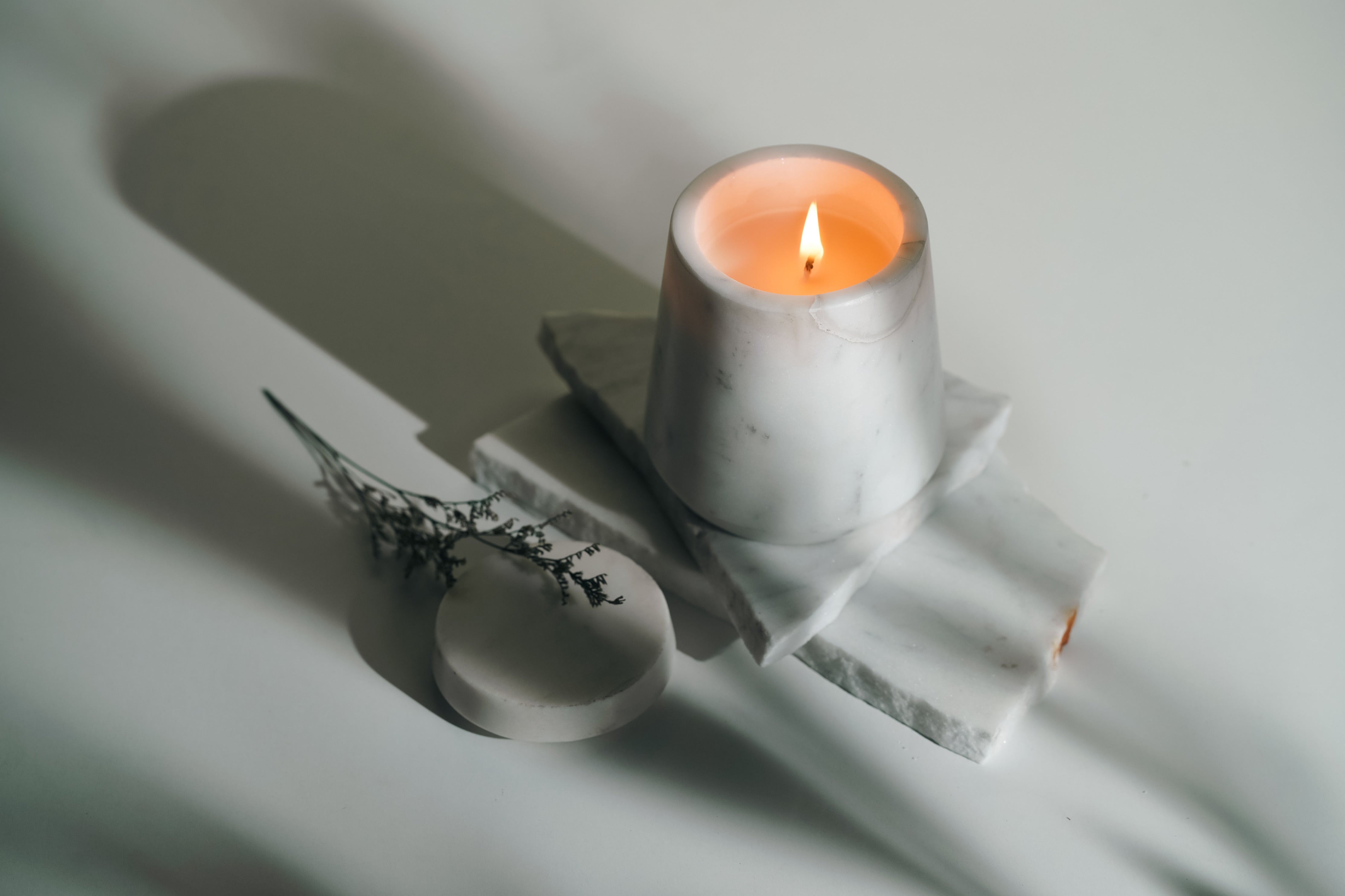 White Marble Refillable Candle | Modern Home Minimalist Luxury Decor