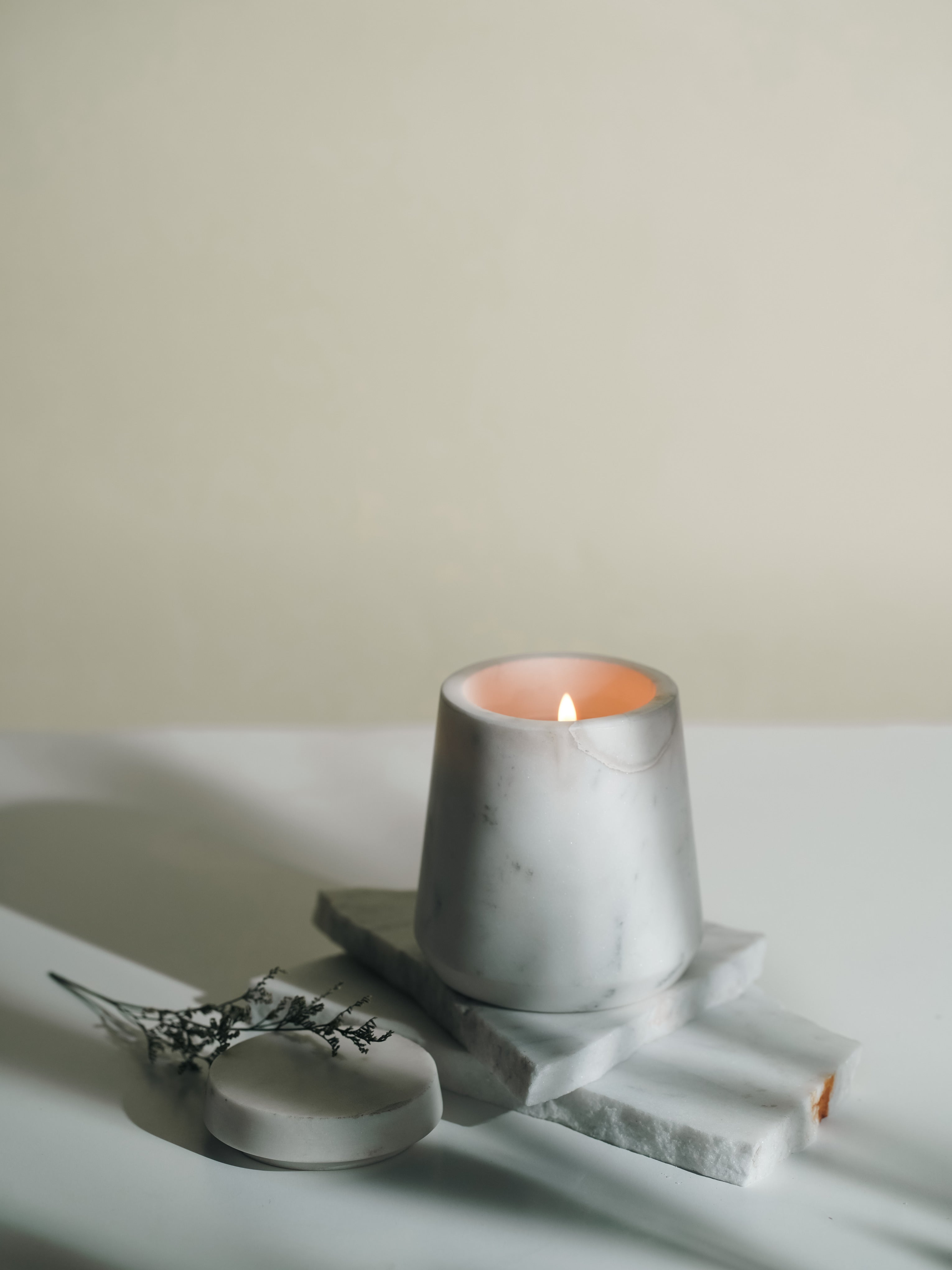 White Marble Refillable Candle | Modern Home Minimalist Luxury Decor