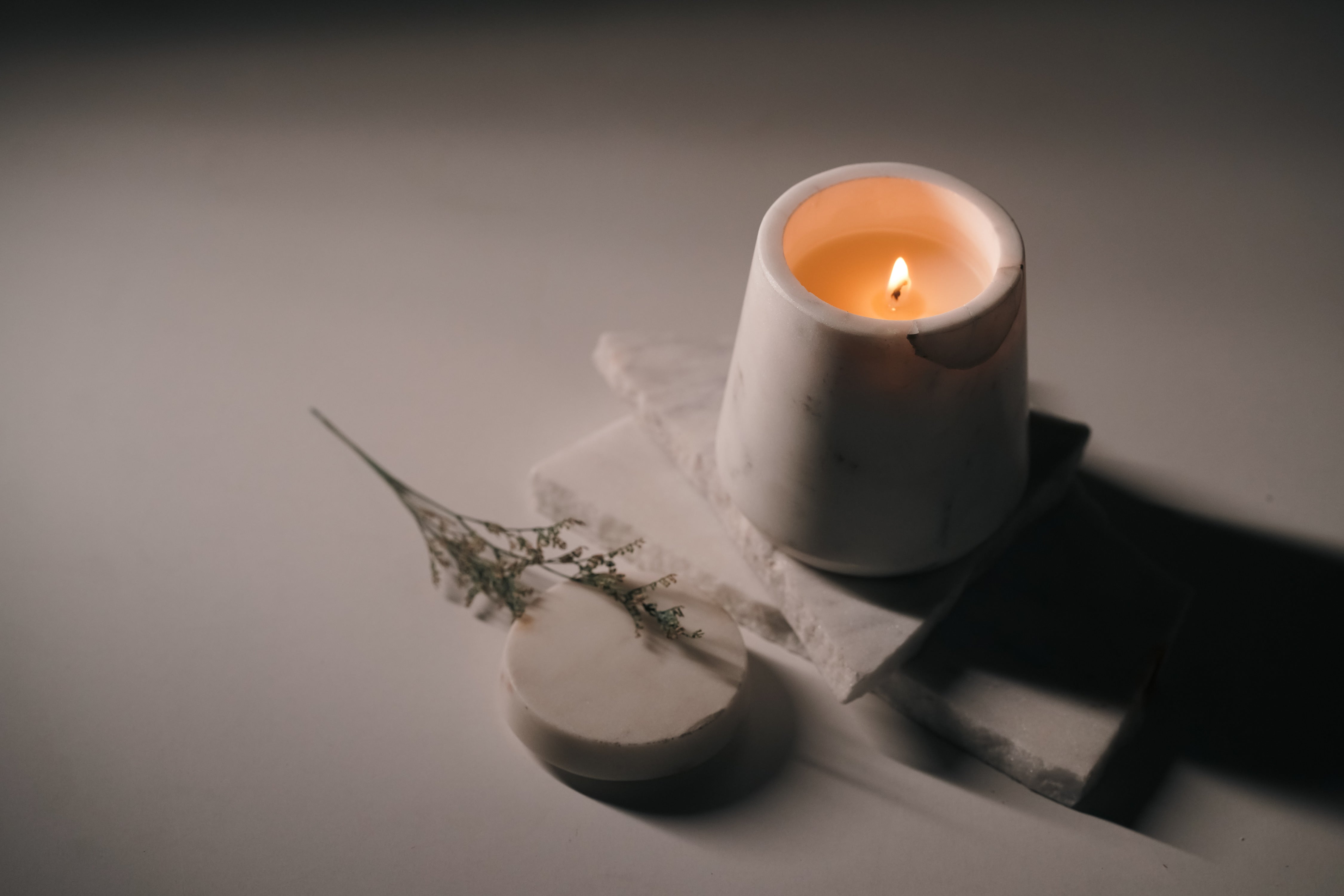 White Marble Refillable Candle | Modern Home Minimalist Luxury Decor