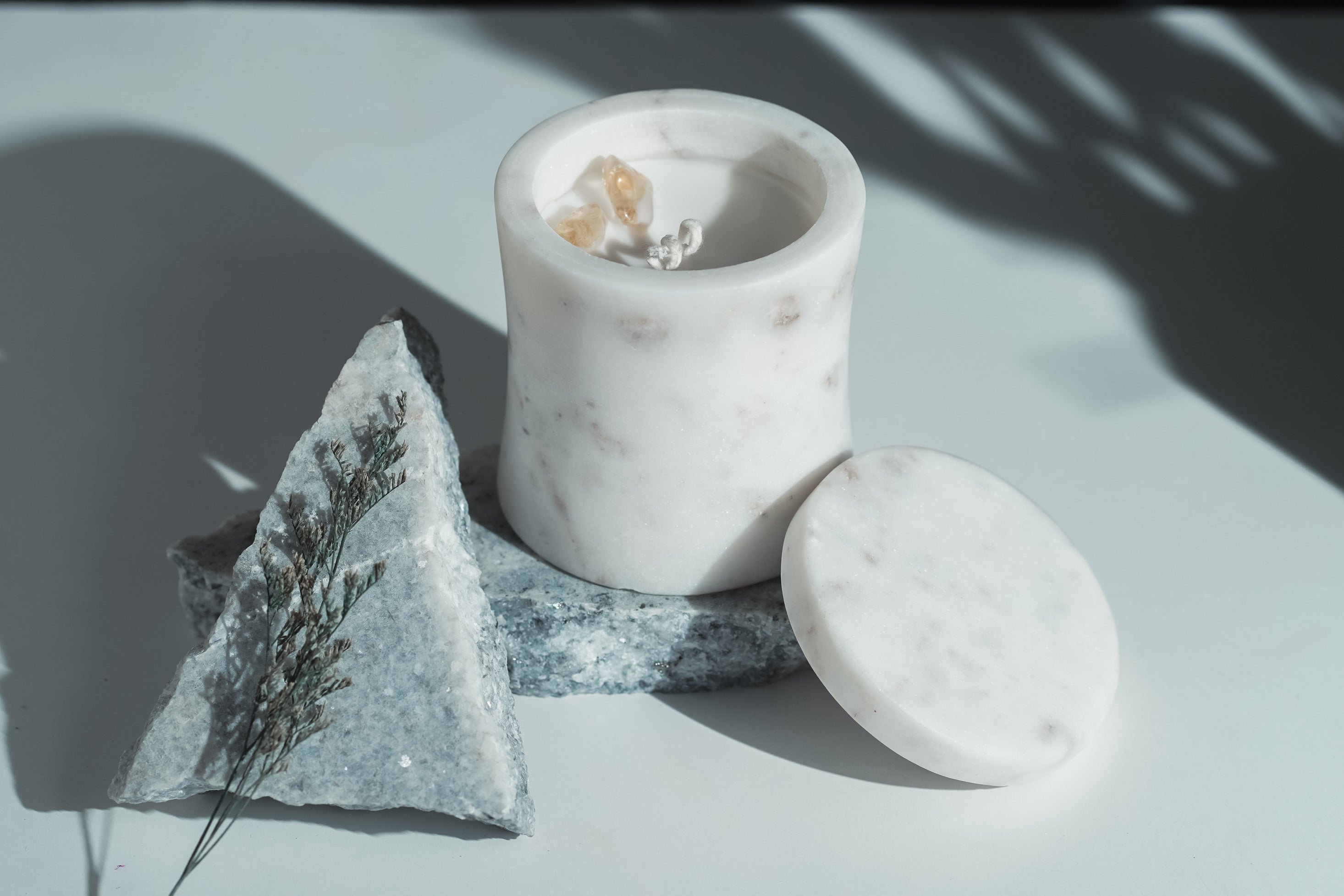 White Marble Refillable Candle | Modern Home Minimalist Luxury Decor