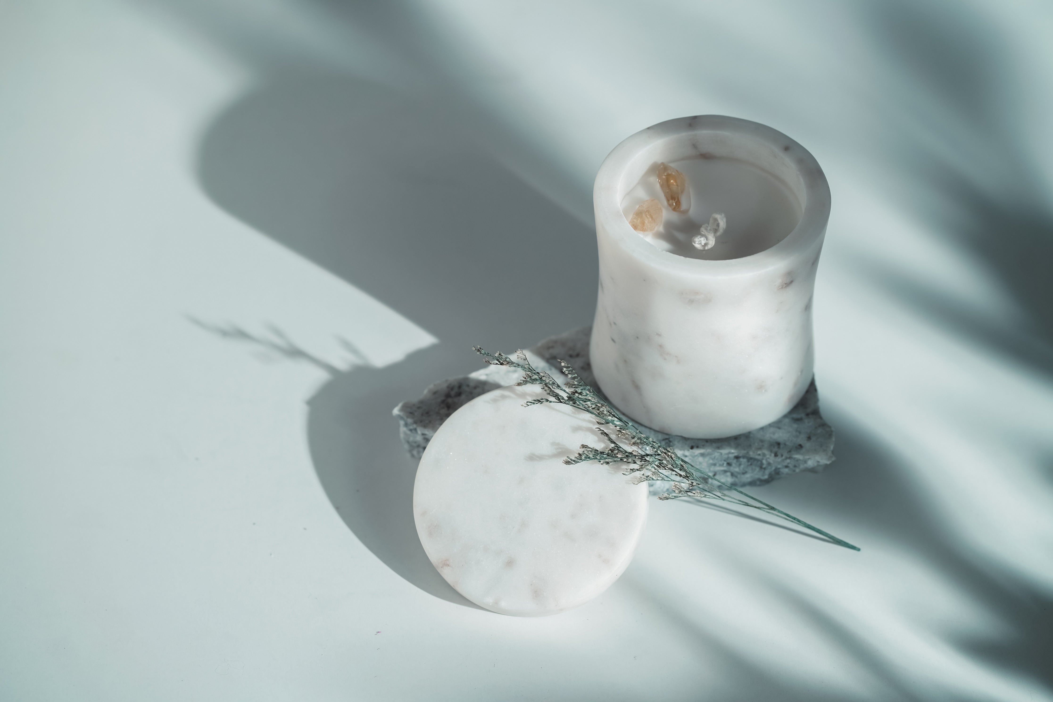White Marble Refillable Candle | Modern Home Minimalist Luxury Decor