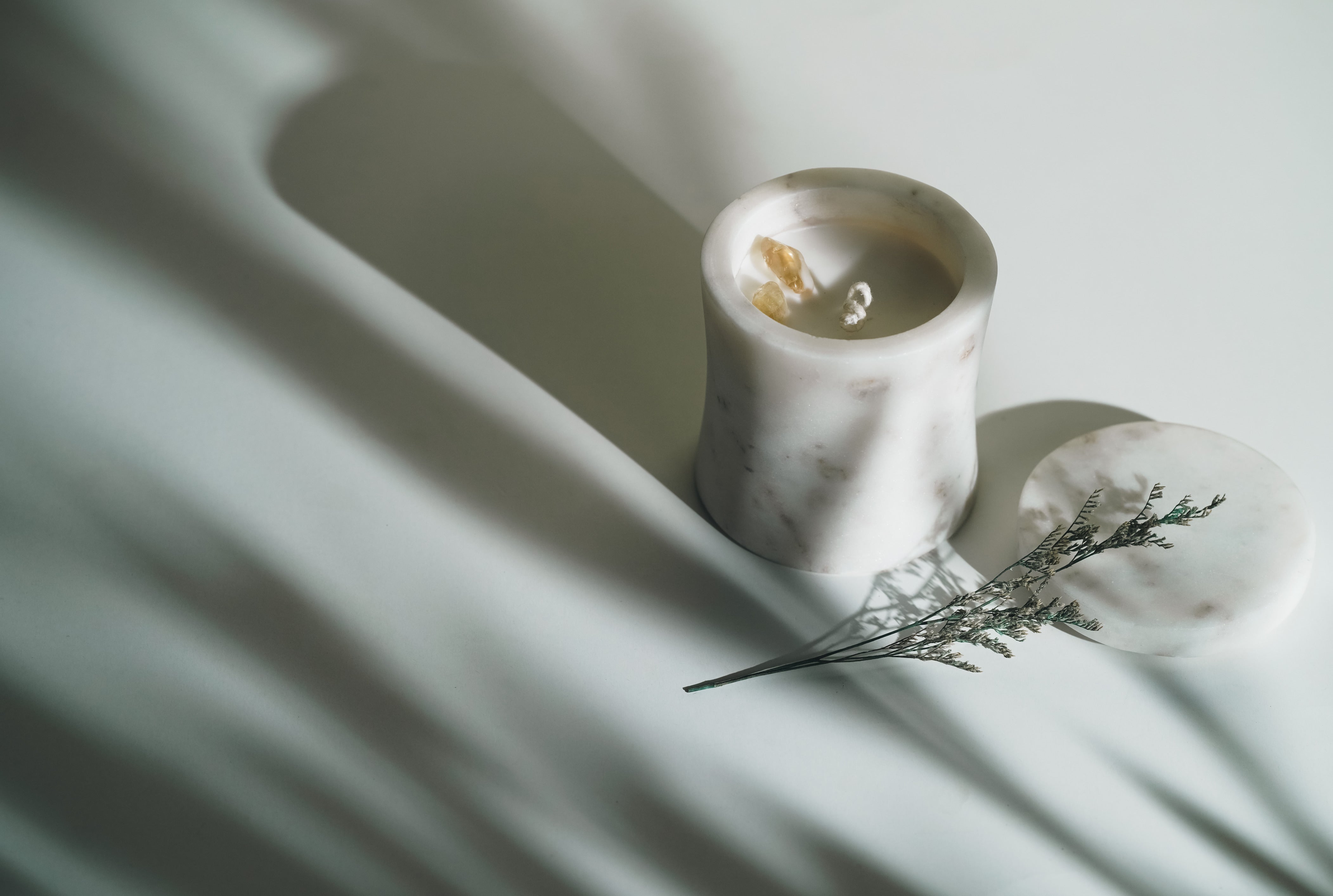 White Marble Refillable Candle | Modern Home Minimalist Luxury Decor