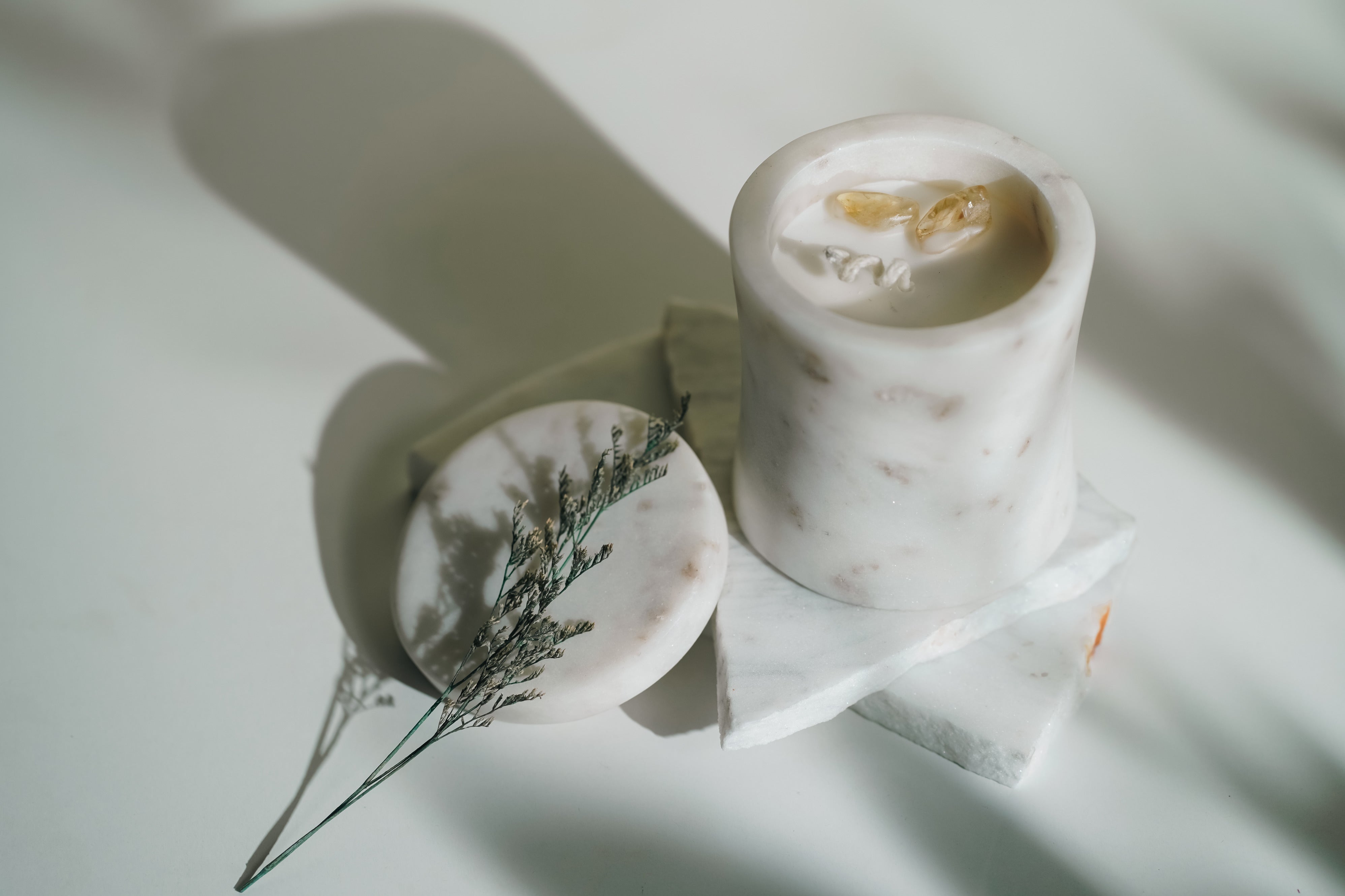 White Marble Refillable Candle | Modern Home Minimalist Luxury Decor
