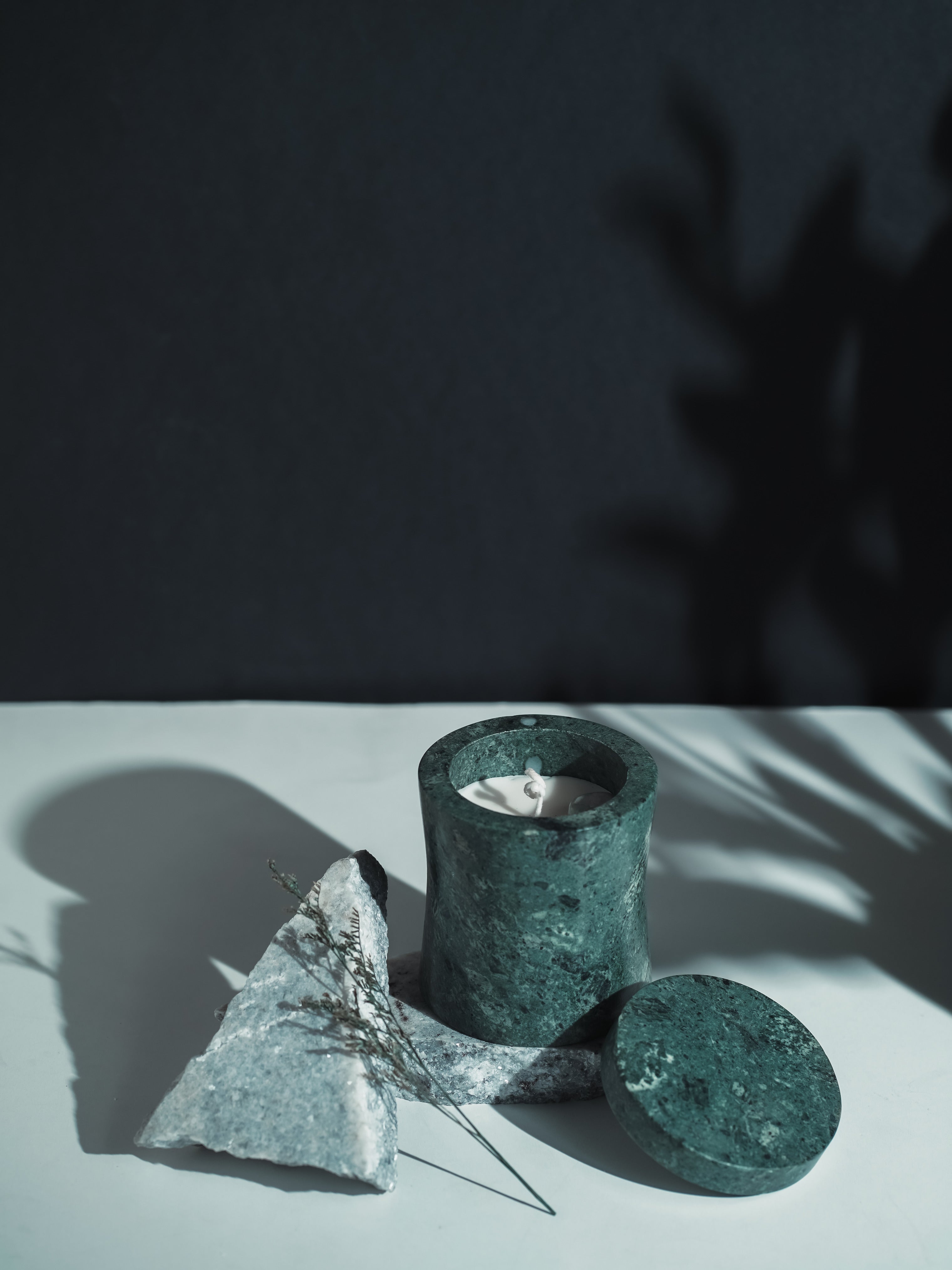 Granite Marble Refillable Candle | Modern Home Minimalist Luxury Decor