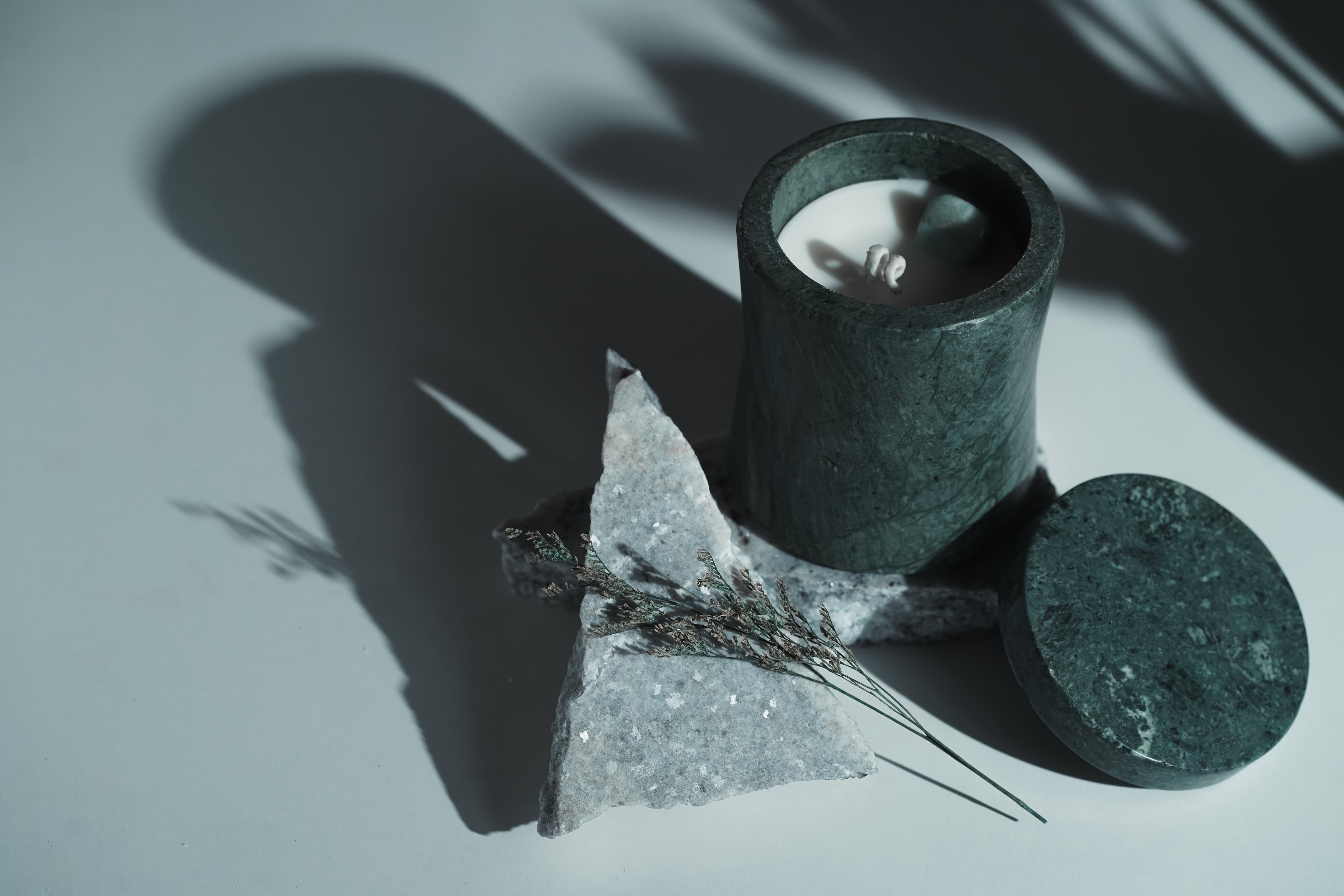 Granite Marble Refillable Candle | Modern Home Minimalist Luxury Decor