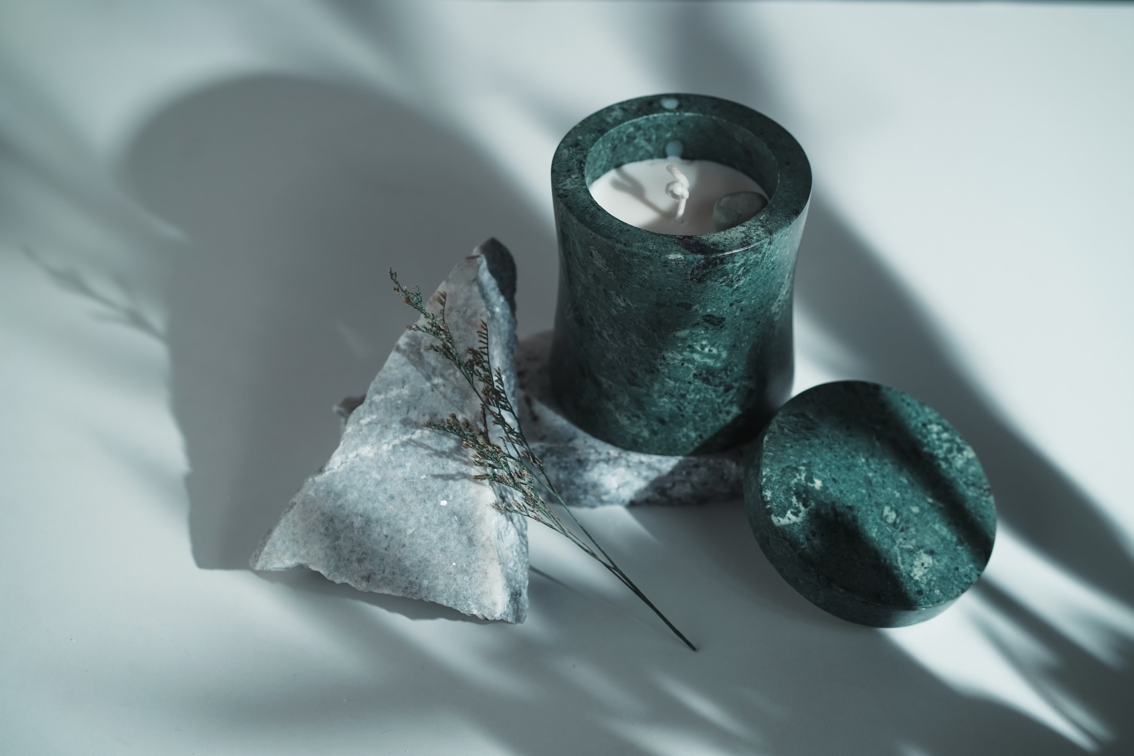 Granite Marble Refillable Candle | Modern Home Minimalist Luxury Decor