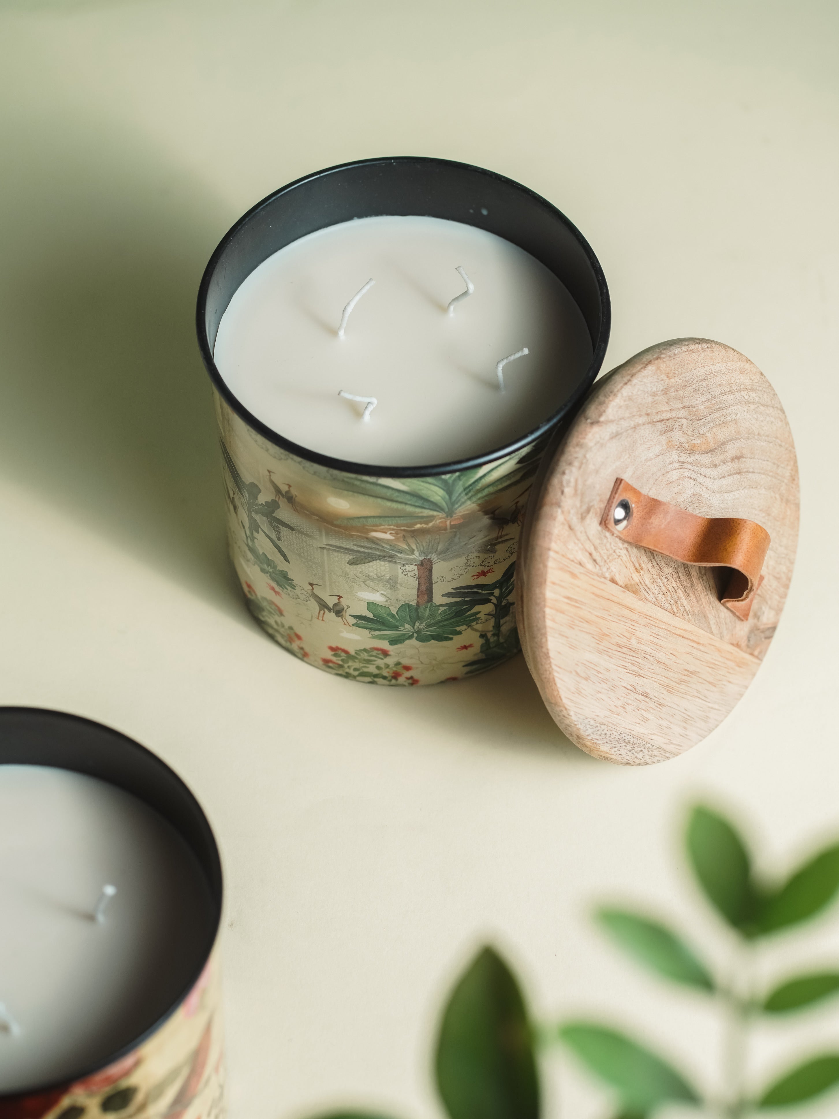 Green Iron Container Cookie Jar With Wooden Lid | Modern Minimalist Luxury Decor