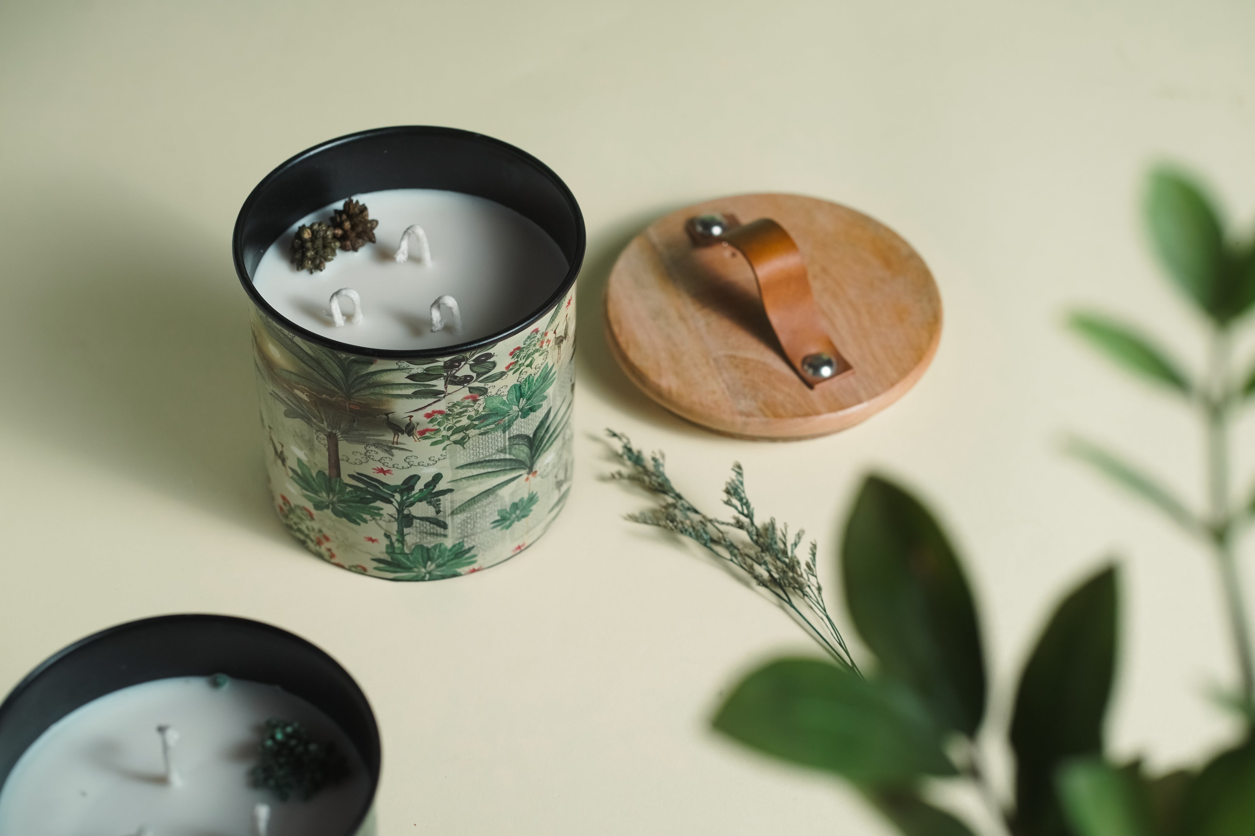 Green Iron Container Cookie Jar With Wooden Lid | Modern Minimalist Luxury Decor