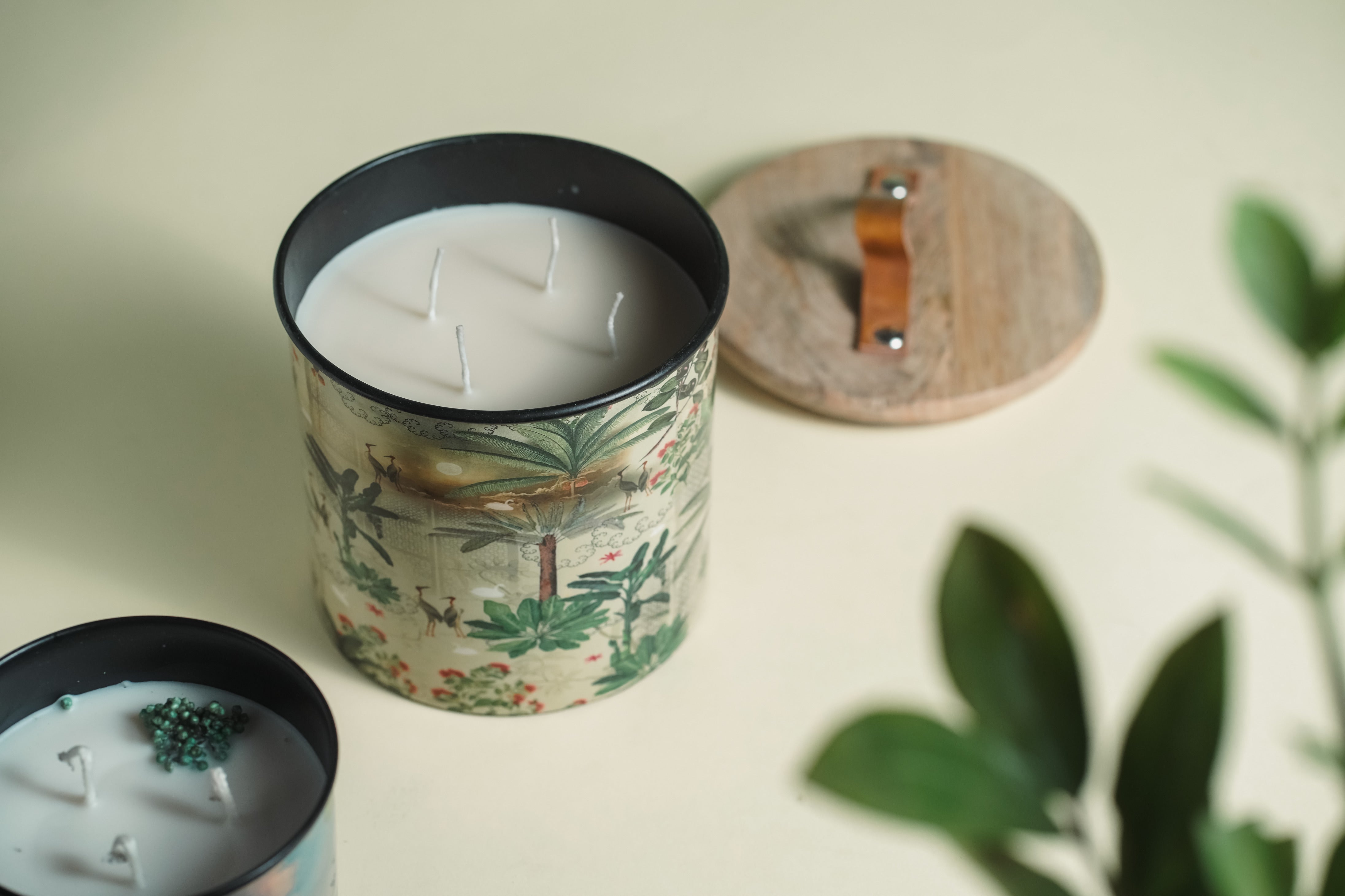 Green Iron Container Cookie Jar With Wooden Lid | Modern Minimalist Luxury Decor