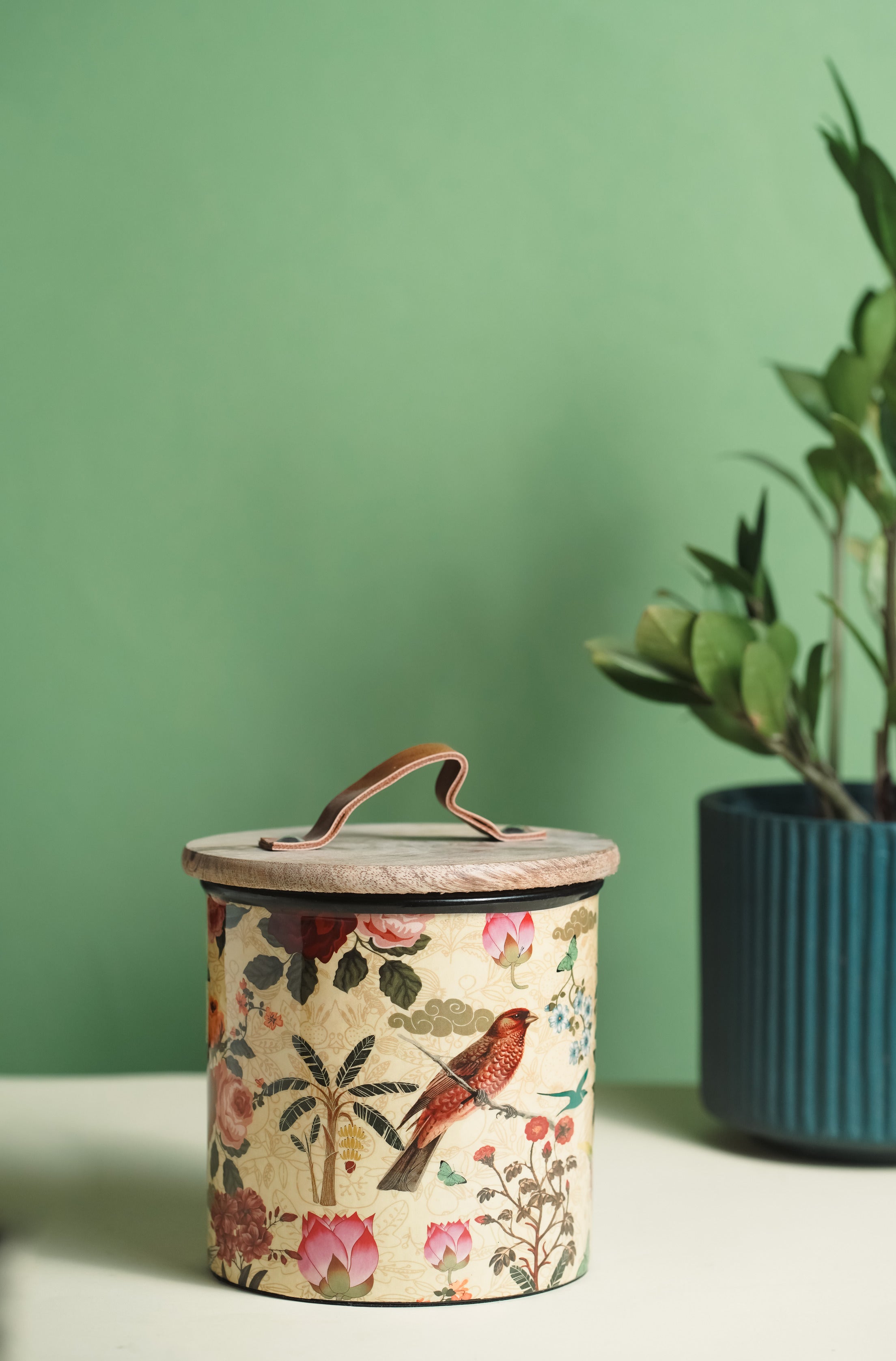 Yellow Iron Container Cookie Jar With Wooden Lid | Modern Minimalist Luxury Decor