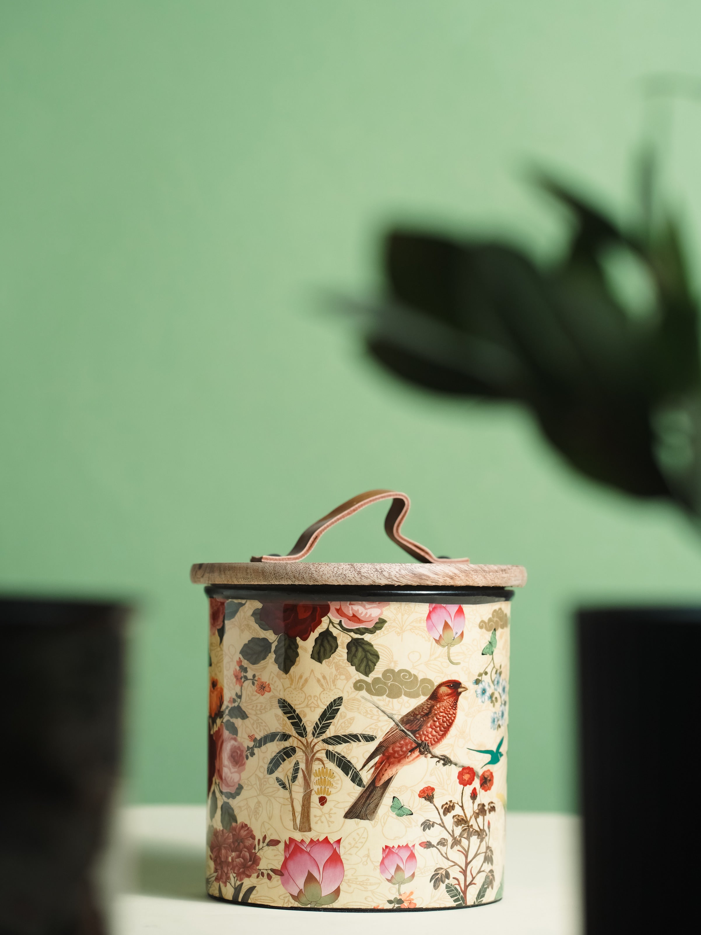 Yellow Iron Container Cookie Jar With Wooden Lid | Modern Minimalist Luxury Decor