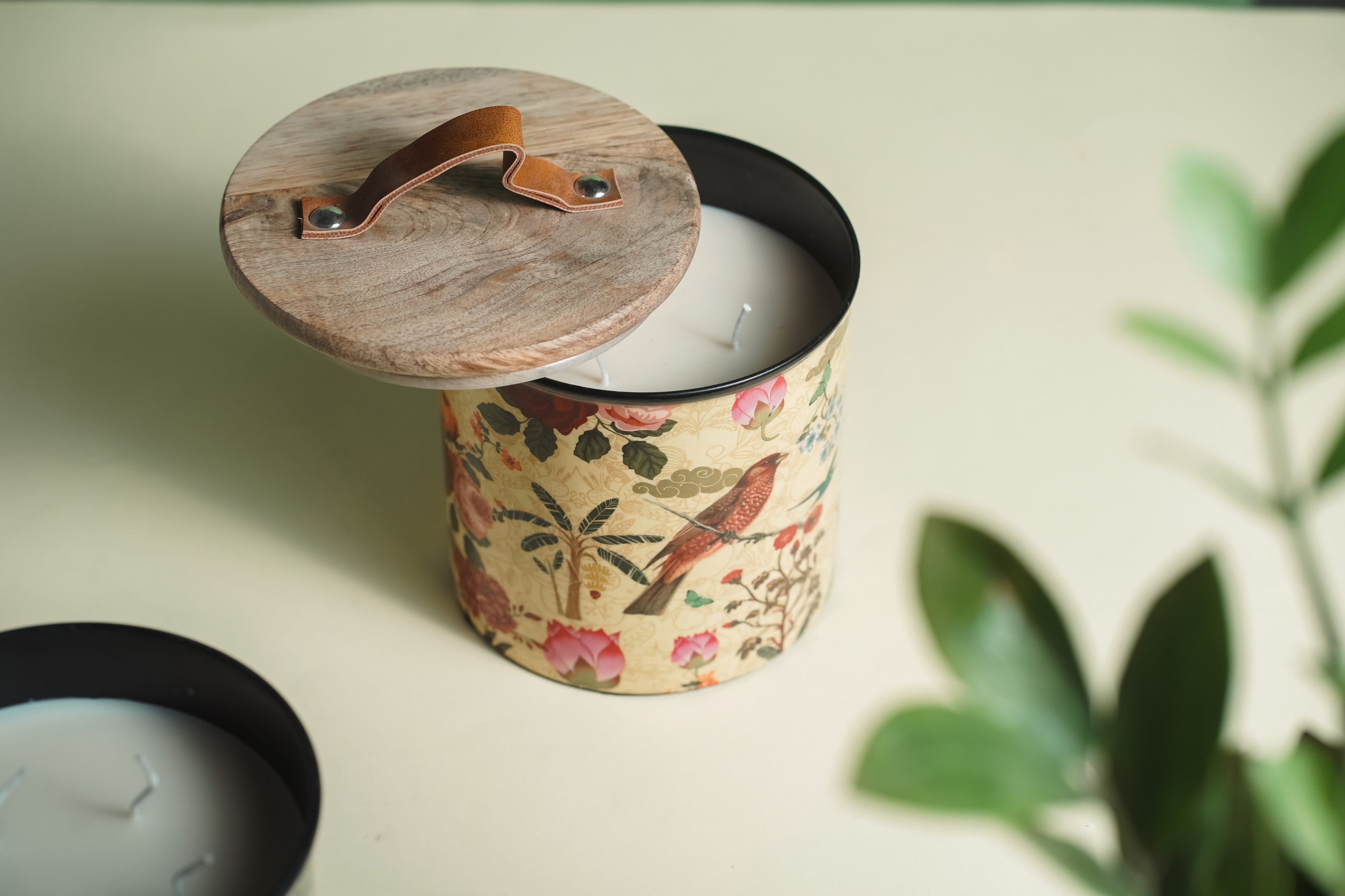 Yellow Iron Container Cookie Jar With Wooden Lid | Modern Minimalist Luxury Decor