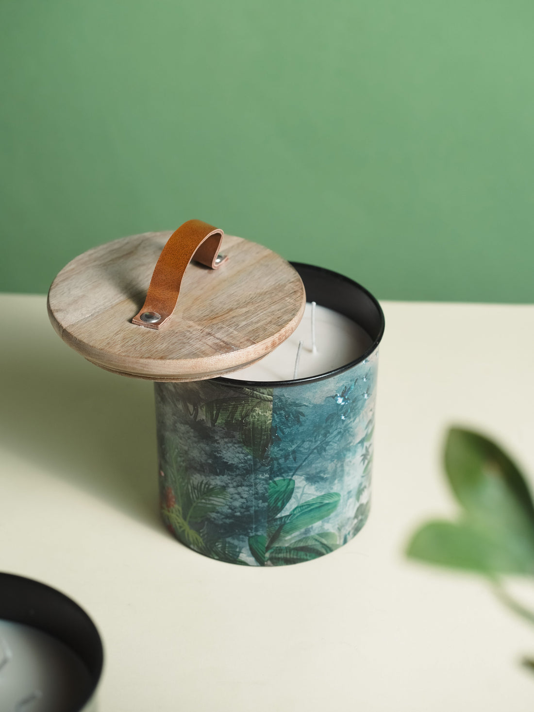 Blue Iron Container Cookie Jar  With Wooden Lid| Modern Minimalist Luxury Decor