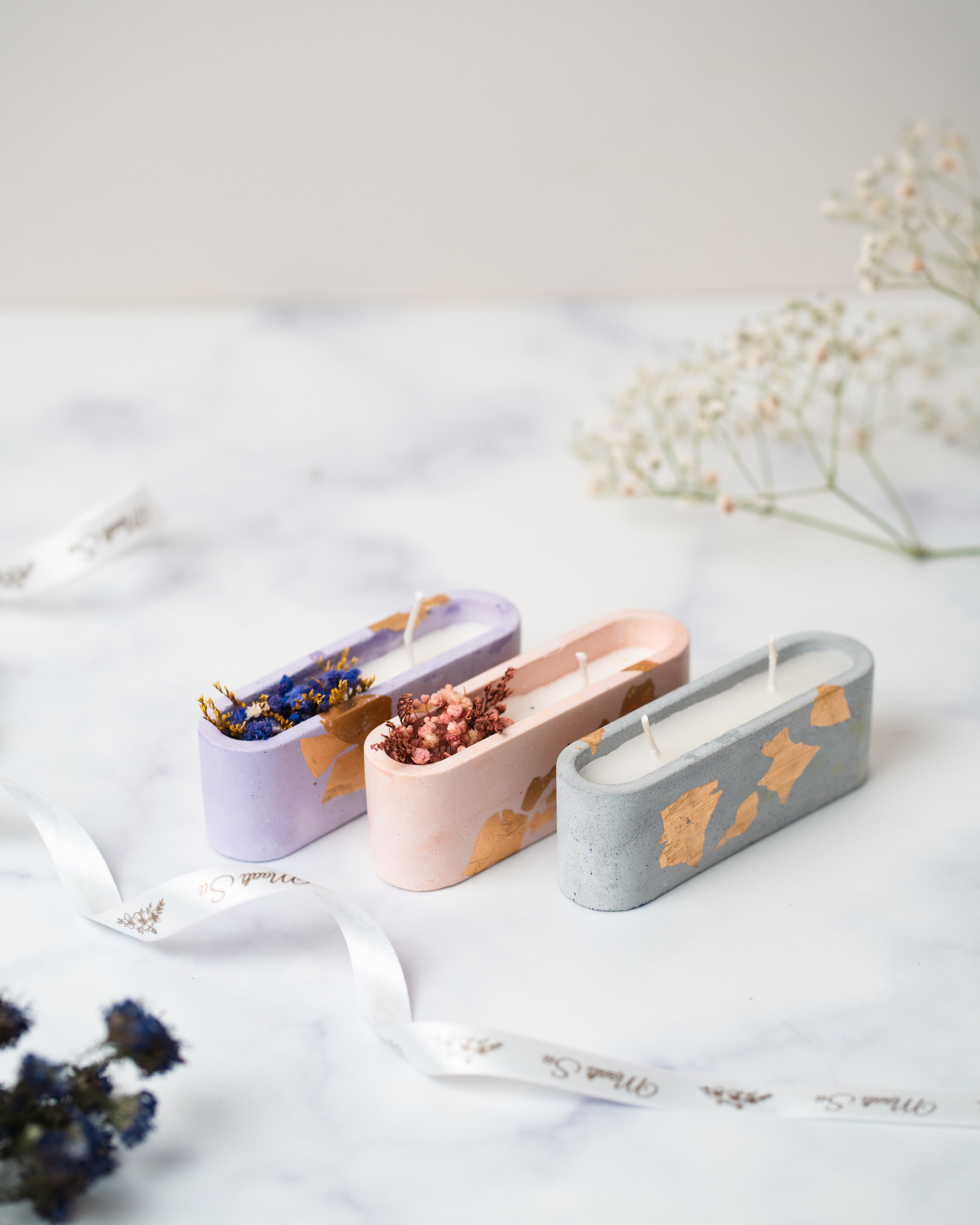 Purple Concrete Container | Dry Flower Soy wax | Scented Candle