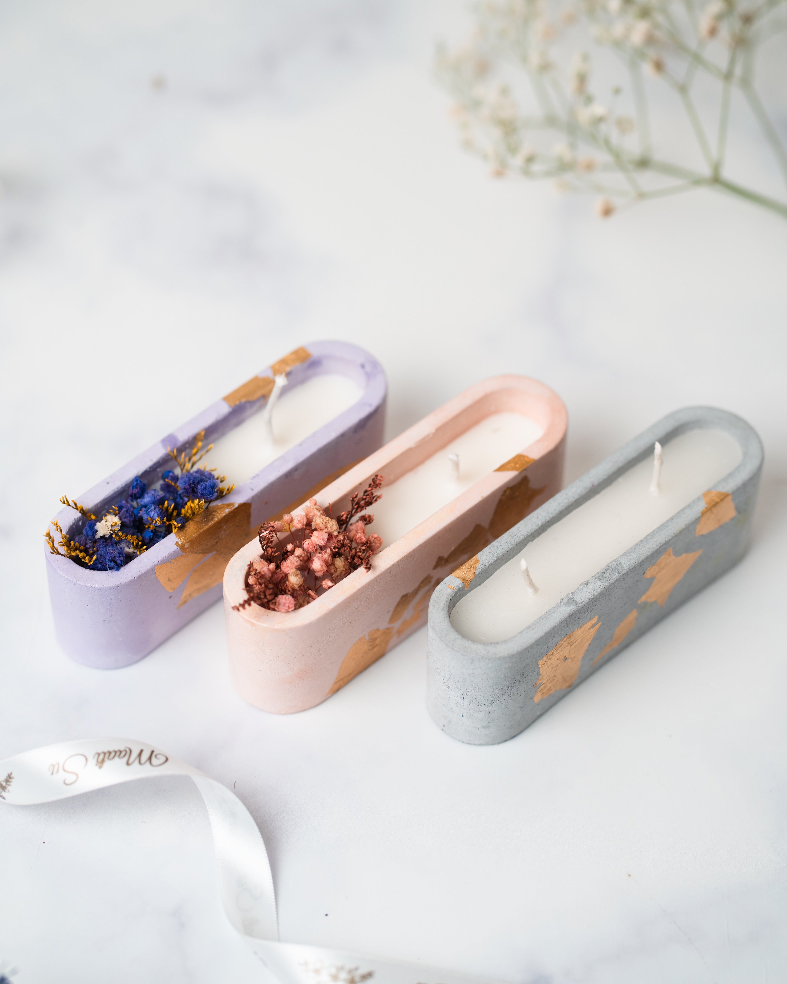 Purple Concrete Container | Dry Flower Soy wax | Scented Candle