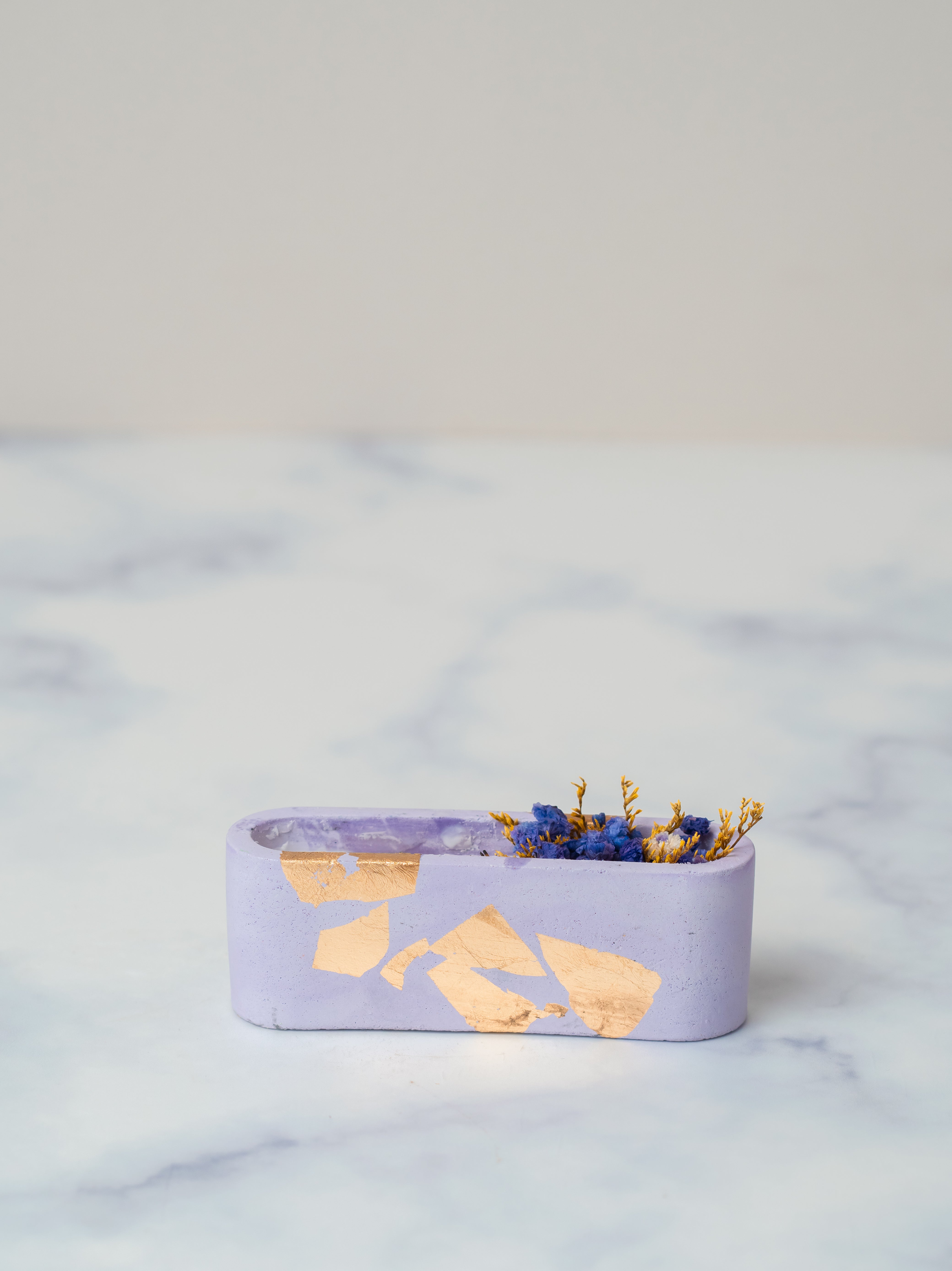 Purple Concrete Container | Dry Flower Soy wax | Scented Candle