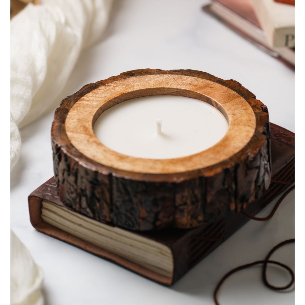 Wooden Log Candle | Scented Soy Wax Candle